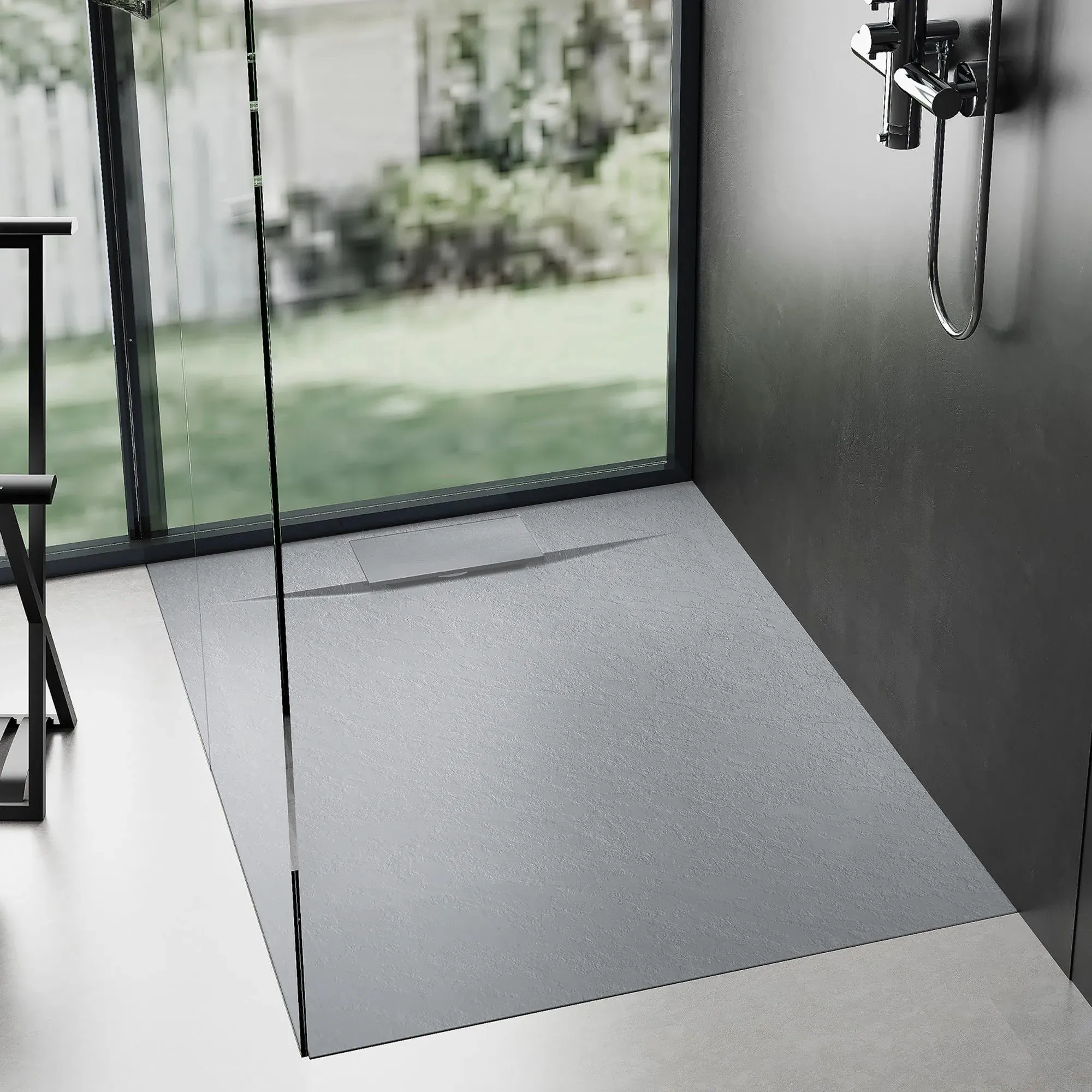 Cădiță duș mărime 90x90 cm culoare gri mat formă pătrată din acril mineral model Bazalt Grey [4]