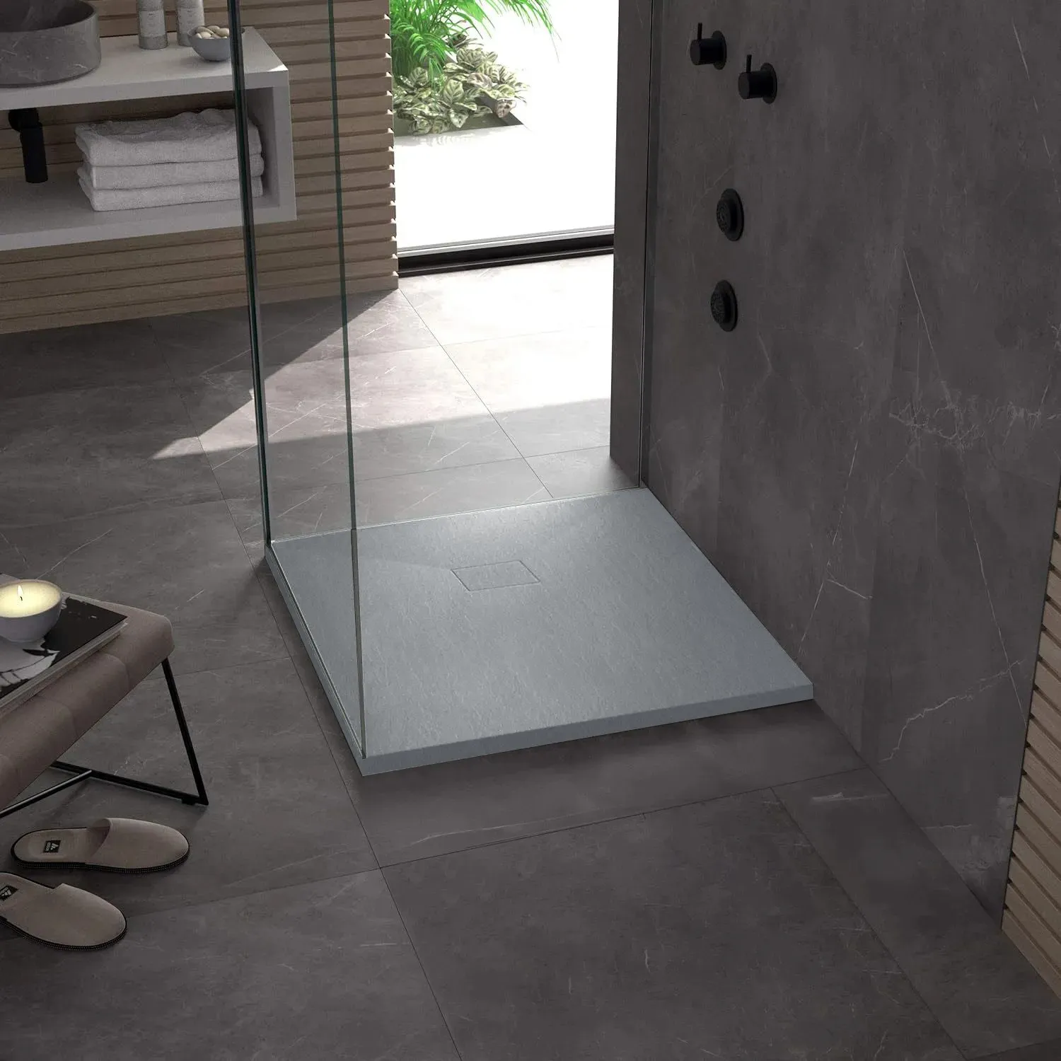 Cădiță duș din compozit/ABS mărime 90x90 cm formă pătrată culoare gri model Magnum Grey [3]