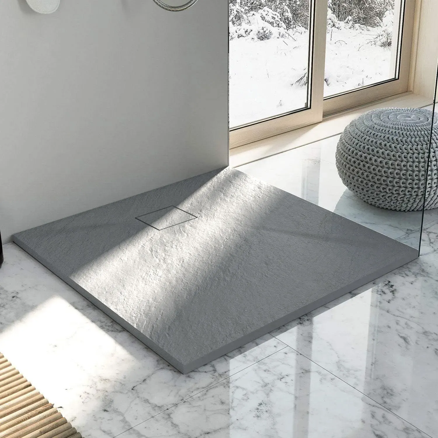 Cădiță duș din compozit/ABS mărime 90x90 cm formă pătrată culoare gri model Magnum Grey [2]