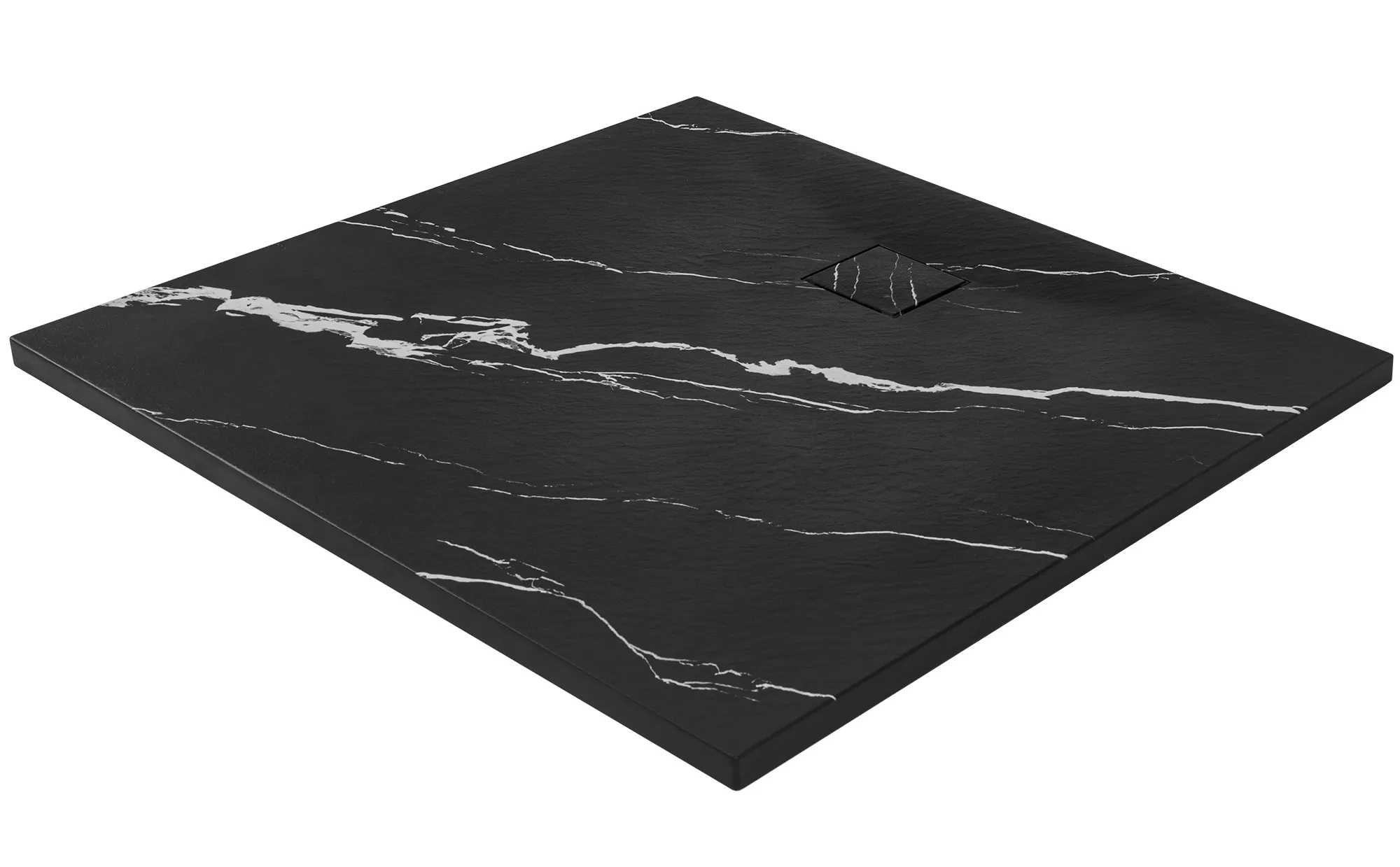 Cădiță duș din compozit/ABS mărime 90x90 cm formă pătrată finisaj imitație de piatră model Magnum Carrara Black [2]