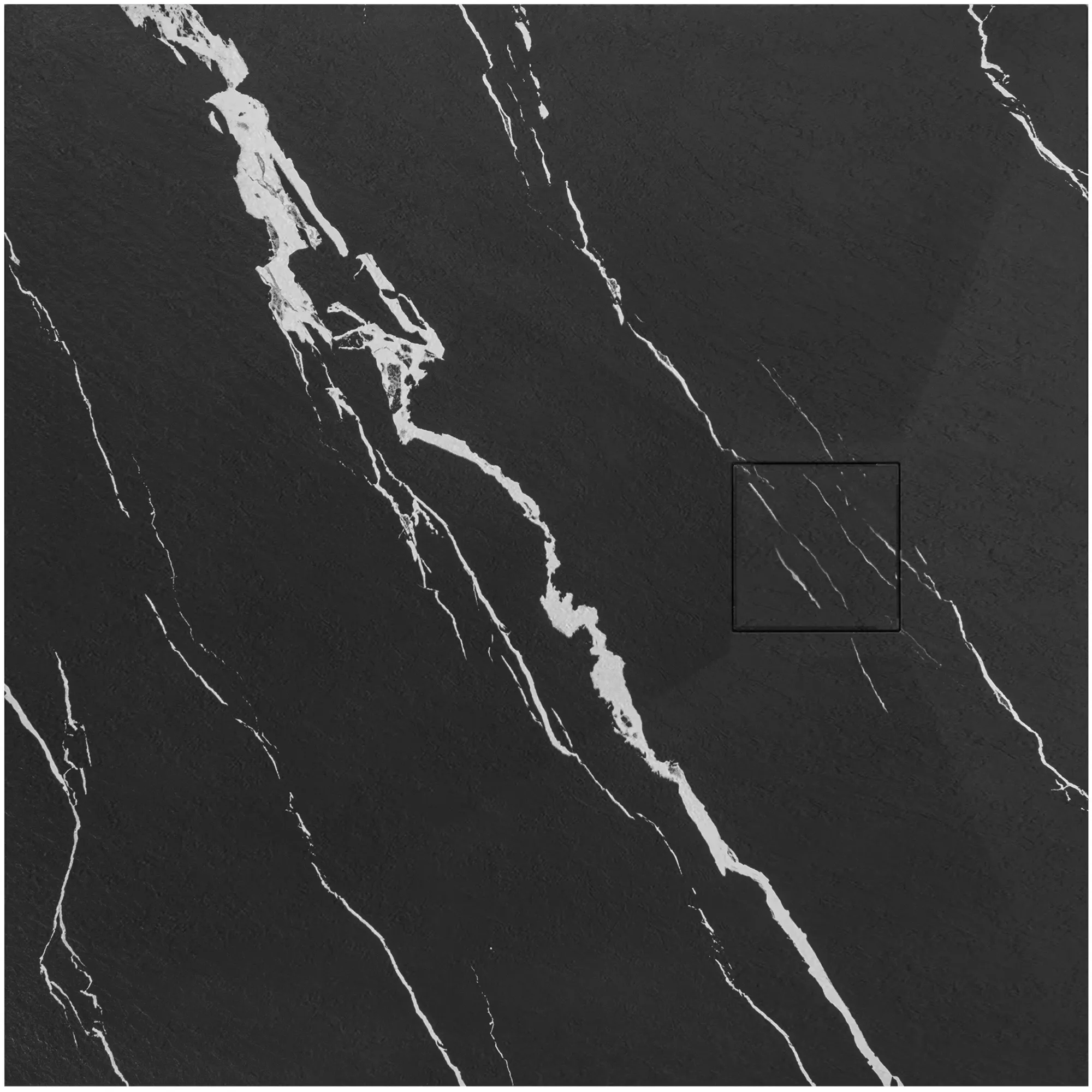 Cădiță duș din compozit/ABS mărime 90x90 cm formă pătrată finisaj imitație de piatră model Magnum Carrara Black [1]