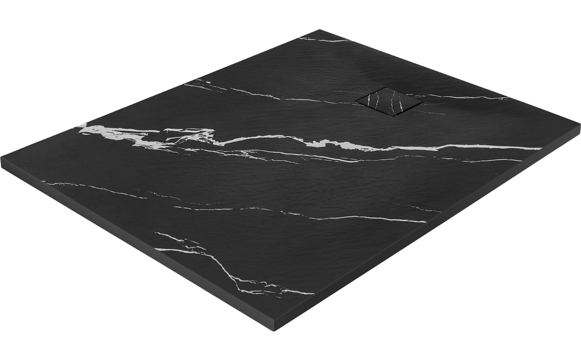 Cădiță duș din compozit/ABS mărime 80x100 cm formă dreptunghiulară finisaj imitație de piatră model Magnum Carrara Black [4]