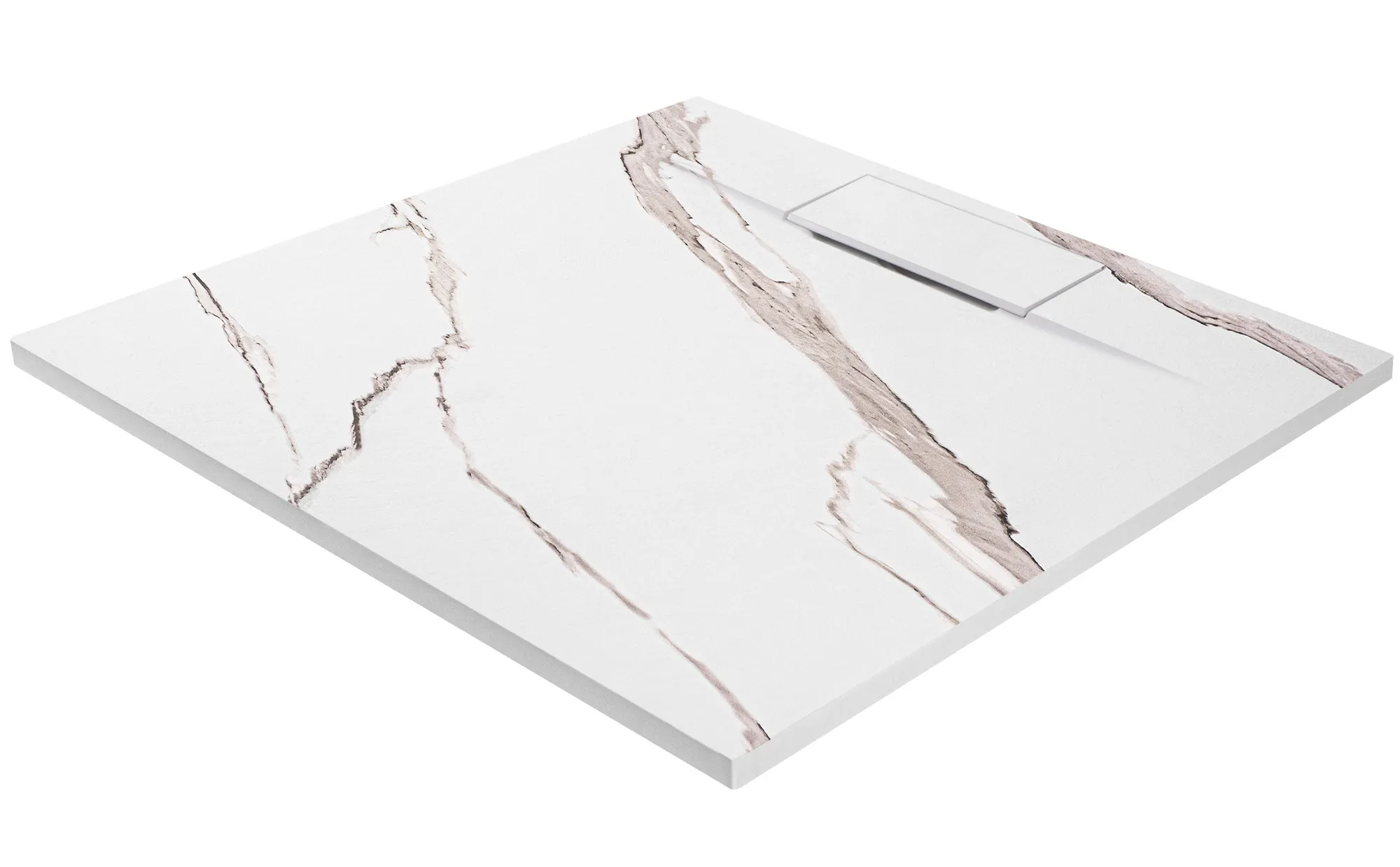 Cădiță duș din compozit/ABS mărime 90x90 cm formă pătrată finisaj imitație de piatră model Bazalt Carrara White [4]