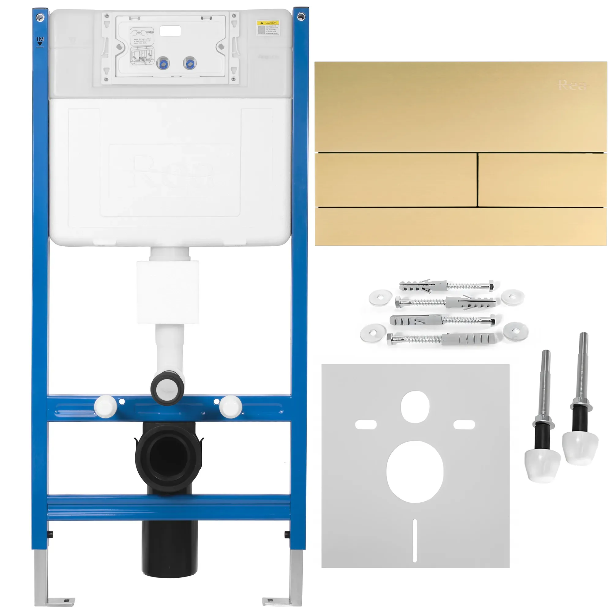 Cadru cu rezervor încastrat pentru wc + clapetă de acționare inclusă culoare auriu periat model pătrat K011A-Q Gold Brushed [1]