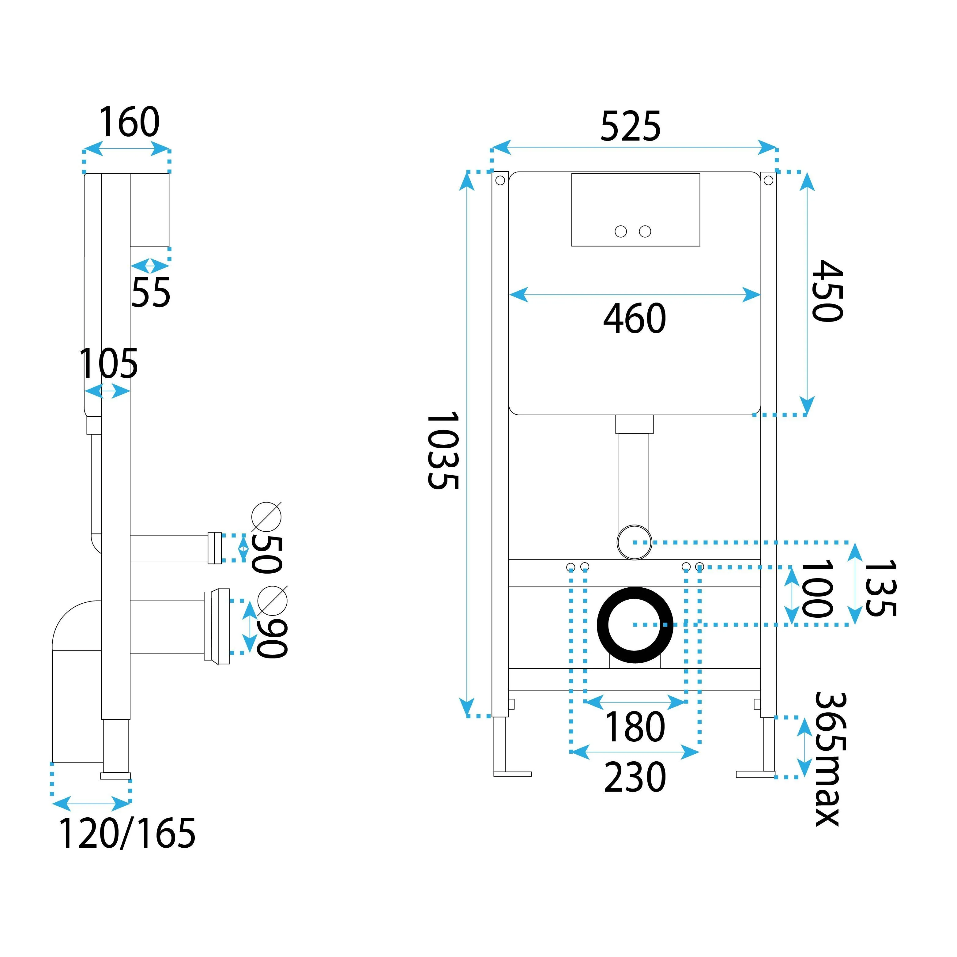Cadru cu rezervor încastrat pentru wc + clapetă de acționare inclusă culoare alb model pătrat K011A-Q White Glass [8]