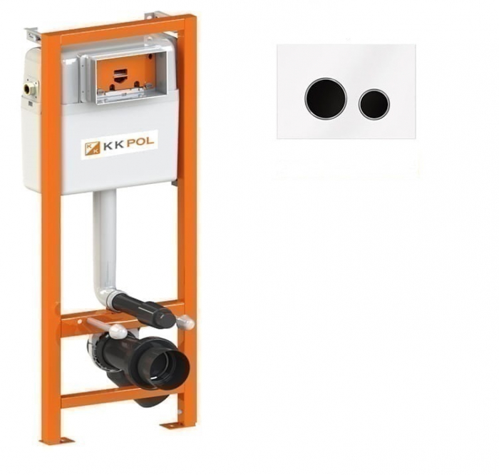 Cadru cu rezervor încastrat pentru wc + clapetă de acționare inclusă culoare alb și negru mat model rotund M11 V1 Alb/Negru Mat - KKPOL [1]
