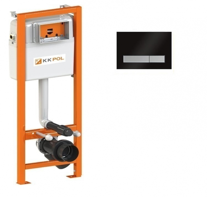 Cadru cu rezervor încastrat pentru wc + clapetă de acționare inclusă culoare negru mat și satin model pătrat M08 V1Negru Mat/Satin - KKPOL [1]