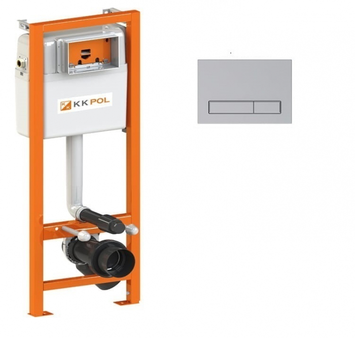 Cadru cu rezervor încastrat pentru wc + clapetă de acționare inclusă culoare satin mat model pătrat M08 Satin - KKPOL [1]