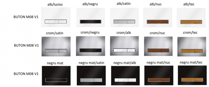 Cadru cu rezervor încastrat pentru wc + clapetă de acționare inclusă culoare negru mat și alb model pătrat M08 V1 Negru Mat/Alb - KKPOL [2]