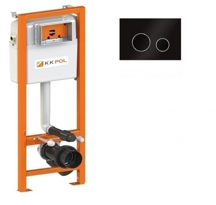 Cadru cu rezervor încastrat pentru wc + clapetă de acționare inclusă culoare negru mat model rotund M11 V1 Negru Mat - KKPOL [1]