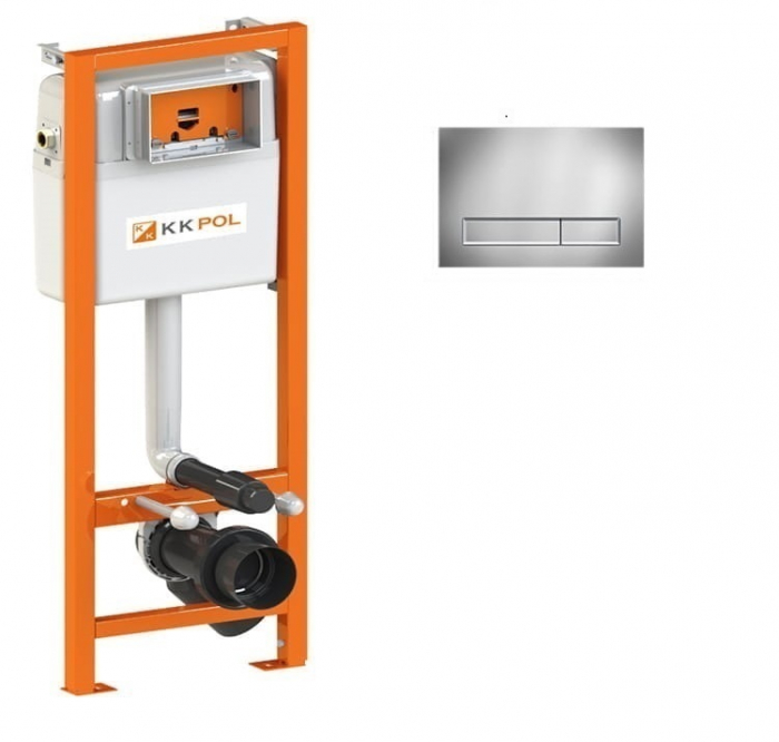 Cadru cu rezervor încastrat pentru wc + clapetă de acționare inclusă culoare crom model pătrat M08 Chrome - KKPOL [1]