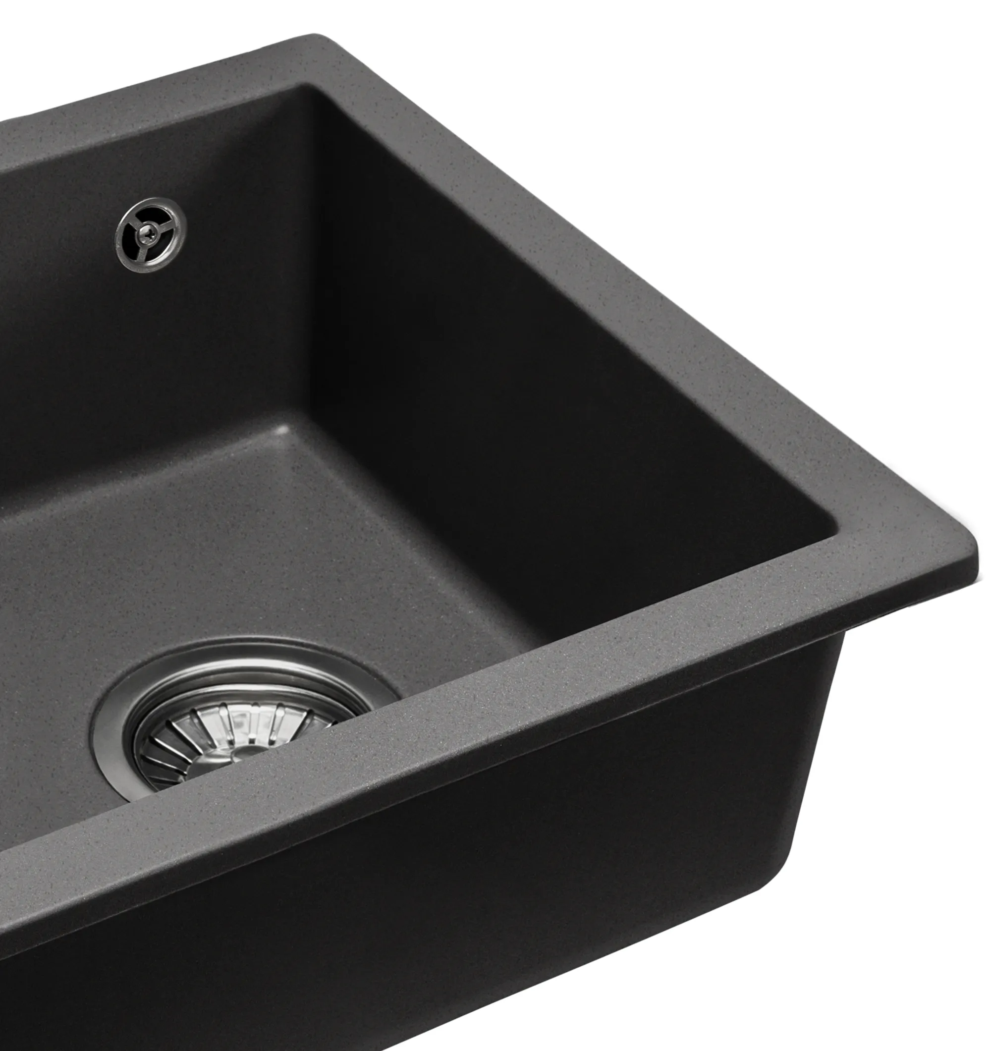 Chiuvetă bucătărie granit formă dreptunghiulară lungime 56 cm culoare negru pestriț model Nels Black [4]