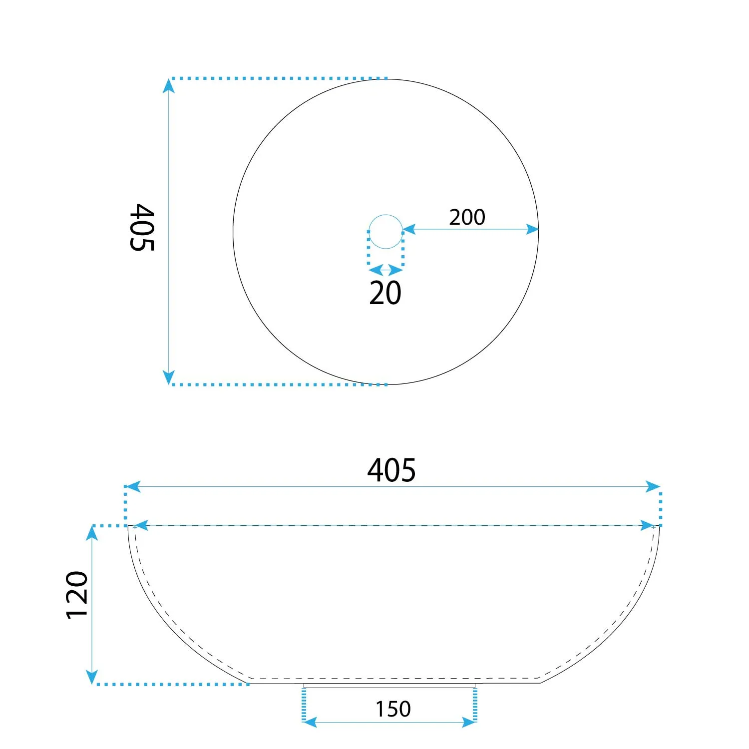 Chiuvetă pe blat formă rotundă lungime 40.5 cm culoare alb model Anika [5]