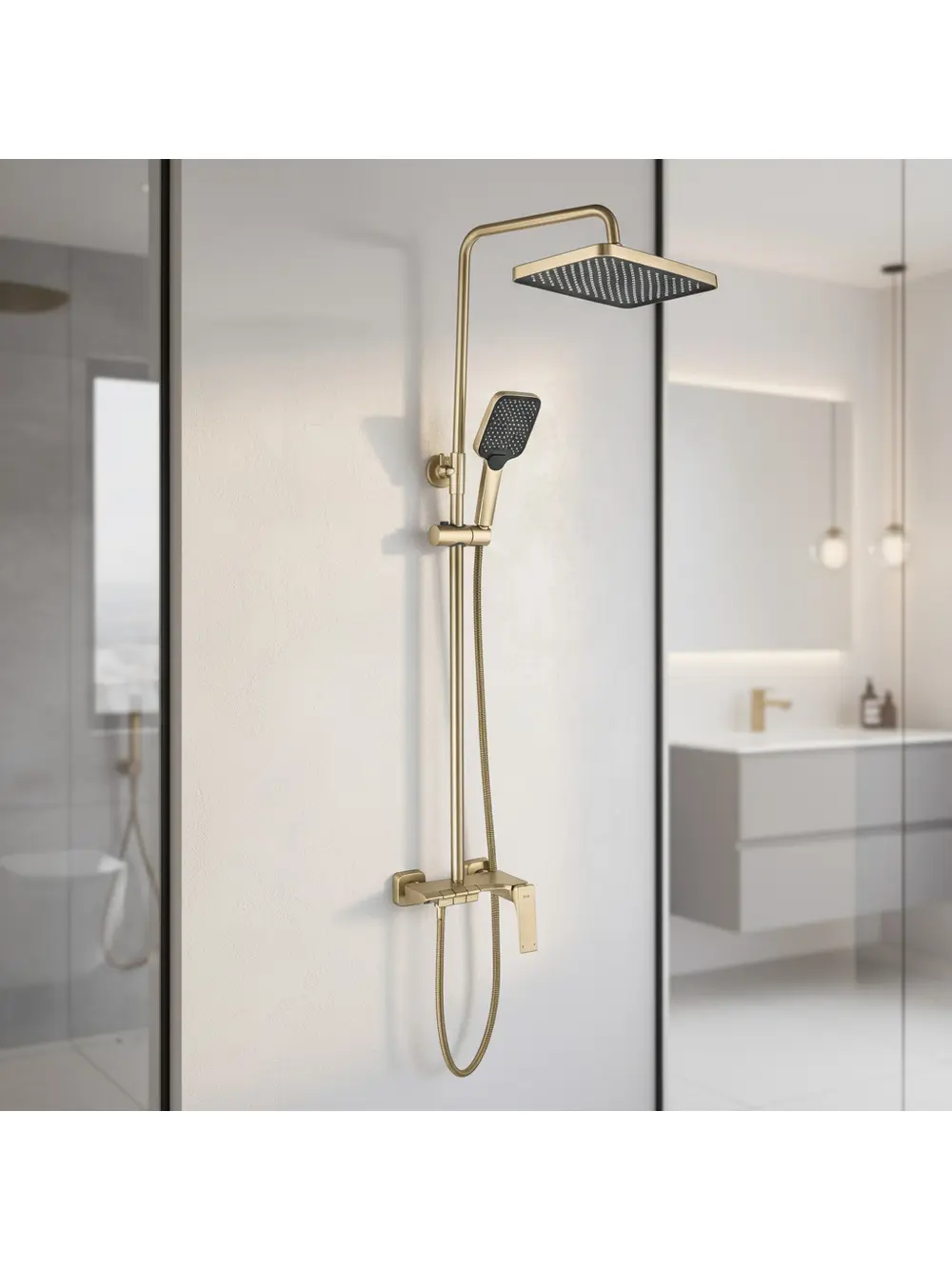 Coloana de duș cu finisaj auriu periat înălțime 123 cm model Joe Brush Gold [2]