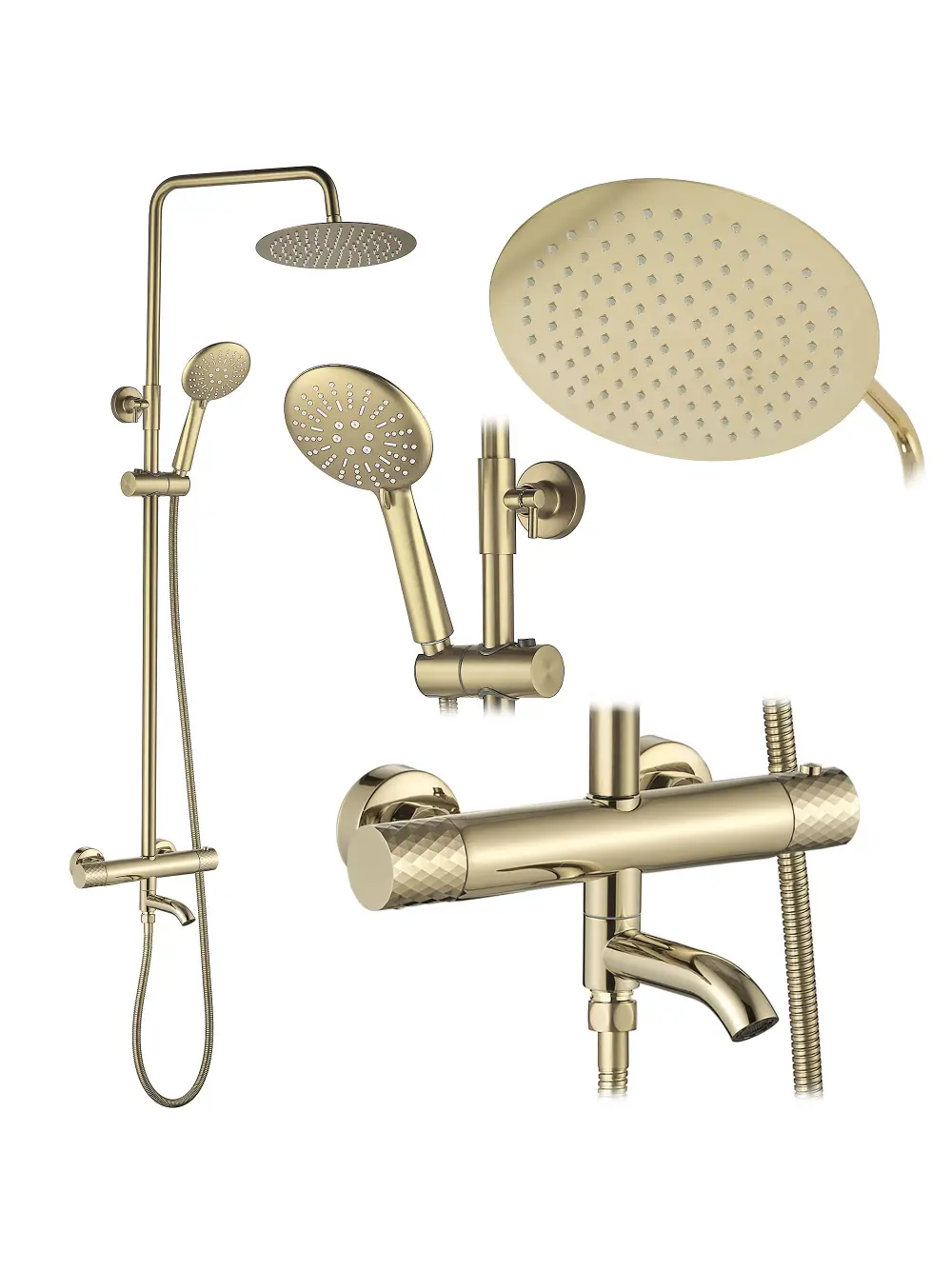 Coloana de duș cu termostat finisaj auriu lucios model Lungo Diamond Gold [3]