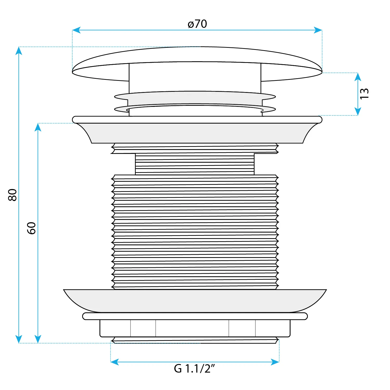Dop pentru cadă universal culoare crom cu închidere click-clack model lung Ventil Chrome [5]