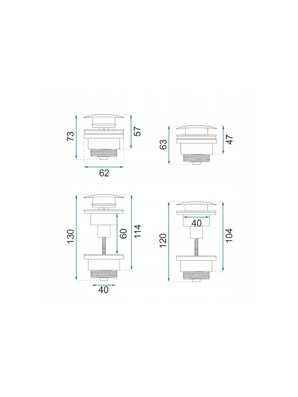 Dop pentru lavoar universal culoare titan periat cu închidere click-clack model Ventil Titan Brush [4]