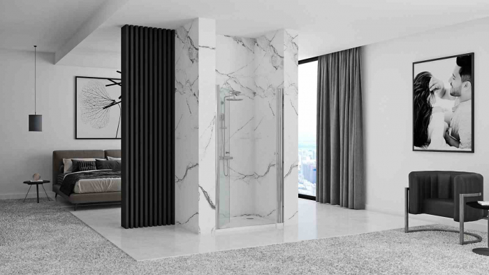 Ușă cabină duș batantă mărime 100 cm culoare crom lucios sticlă securizată de 6 mm model Western Space Chrome [3]