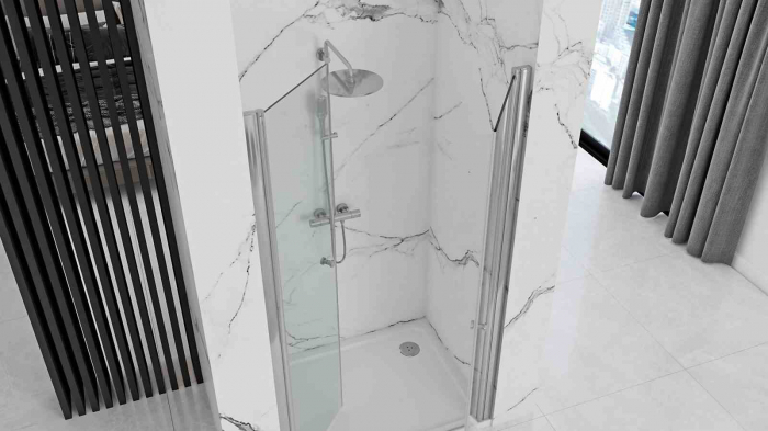 Ușă cabină duș batantă mărime 100 cm culoare crom lucios sticlă securizată de 6 mm model Western Space Chrome [2]