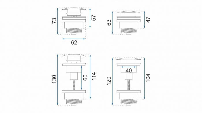 Dop pentru lavoar universal culoare crom lucios cu închidere click-clack model Ventil Chrome [4]