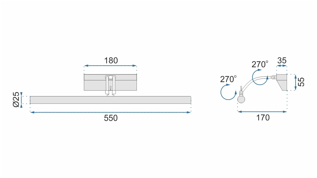 Aplică de baie LED pentru oglindă culoare crom lungime 55 cm model APP365 [8]