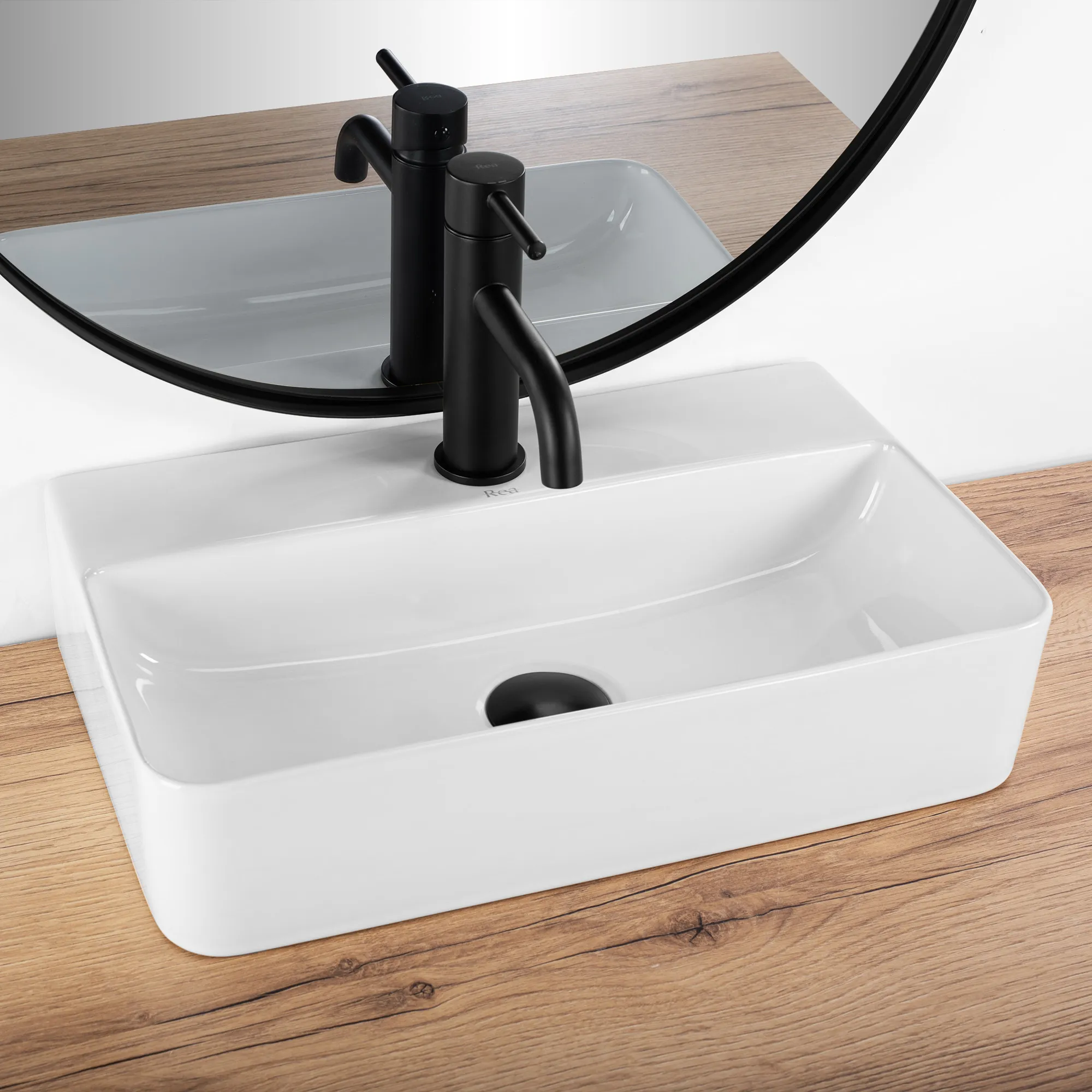 Lavoar baie pe blat formă dreptunghiulară lungime 45.5 cm culoare alb model Naomi White [2]