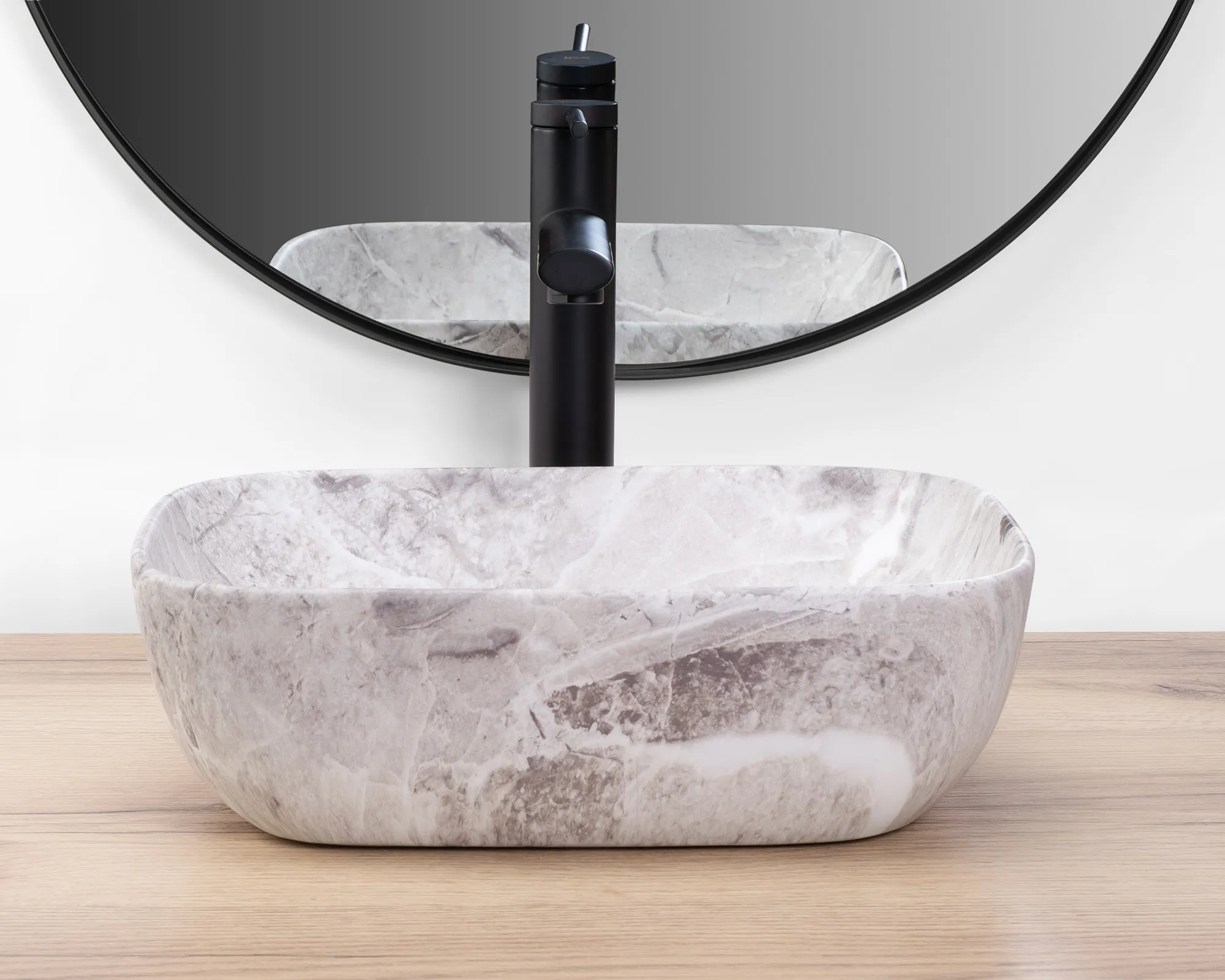 Lavoar baie pe blat formă dreptunghiulară lungime 36 cm culoare gri model Belinda Mini Stone Mat [4]