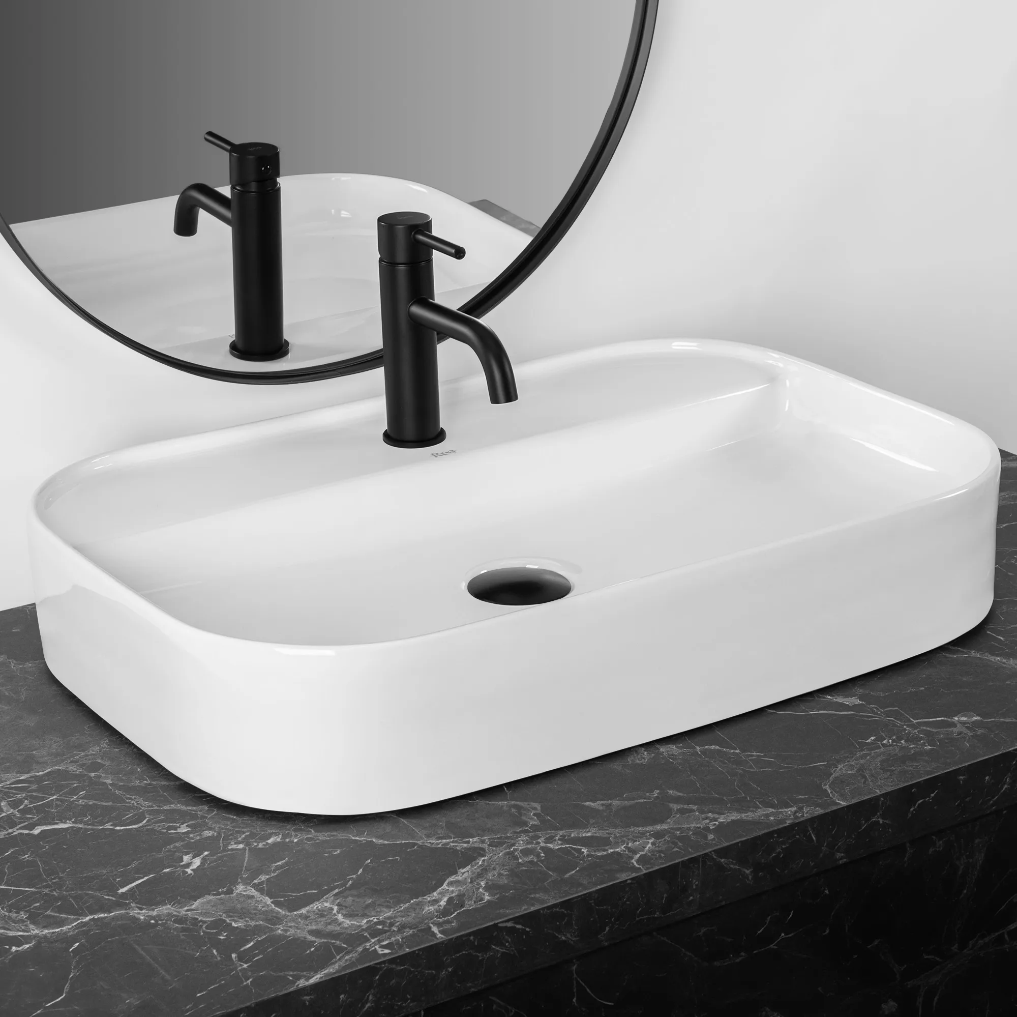 Lavoar baie pe blat formă dreptunghiulară lungime 65 cm culoare alb model Verona White [2]