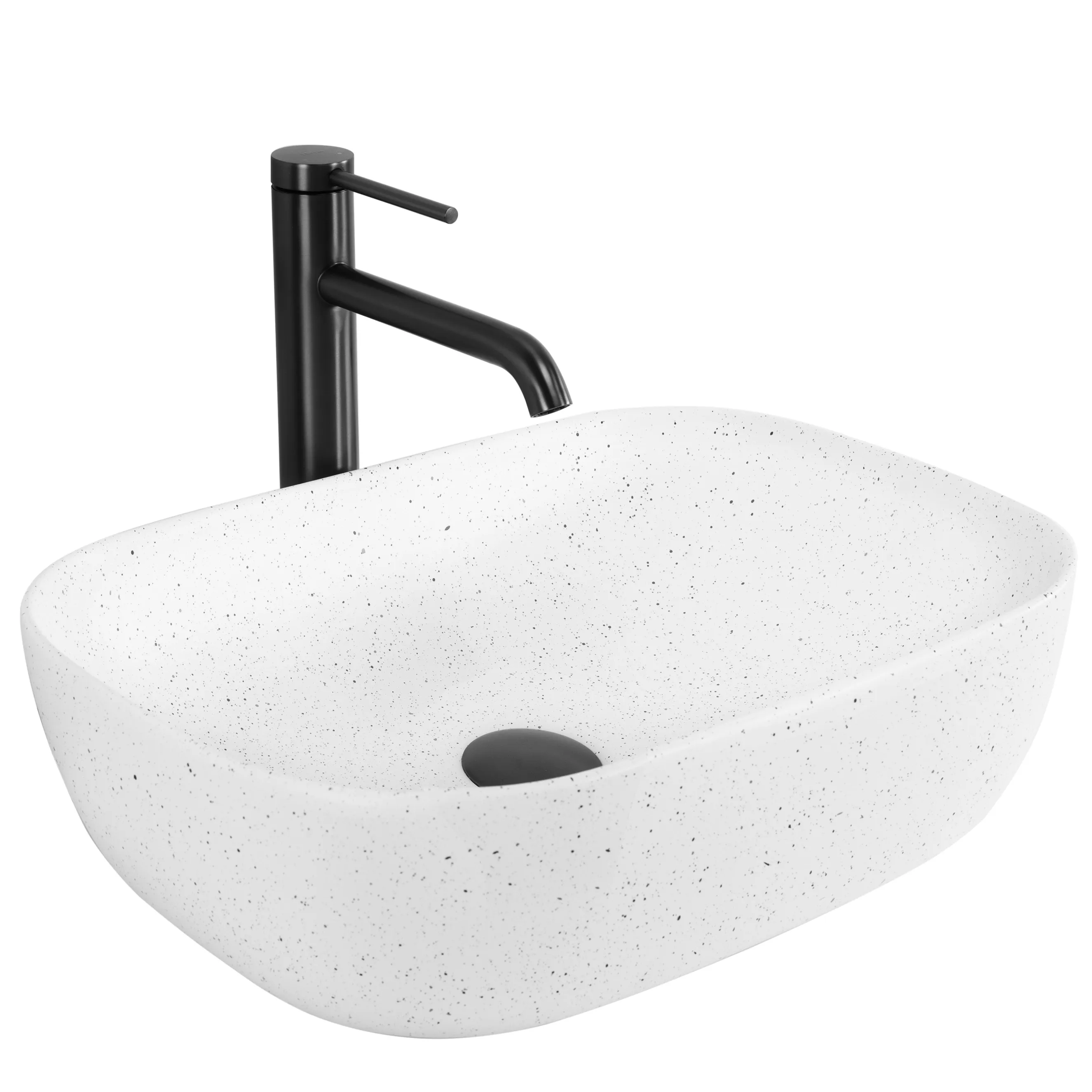 Lavoar baie pe blat formă dreptunghiulară lungime 46 cm finisaj mat imitație de piatră model Belinda Warm [1]