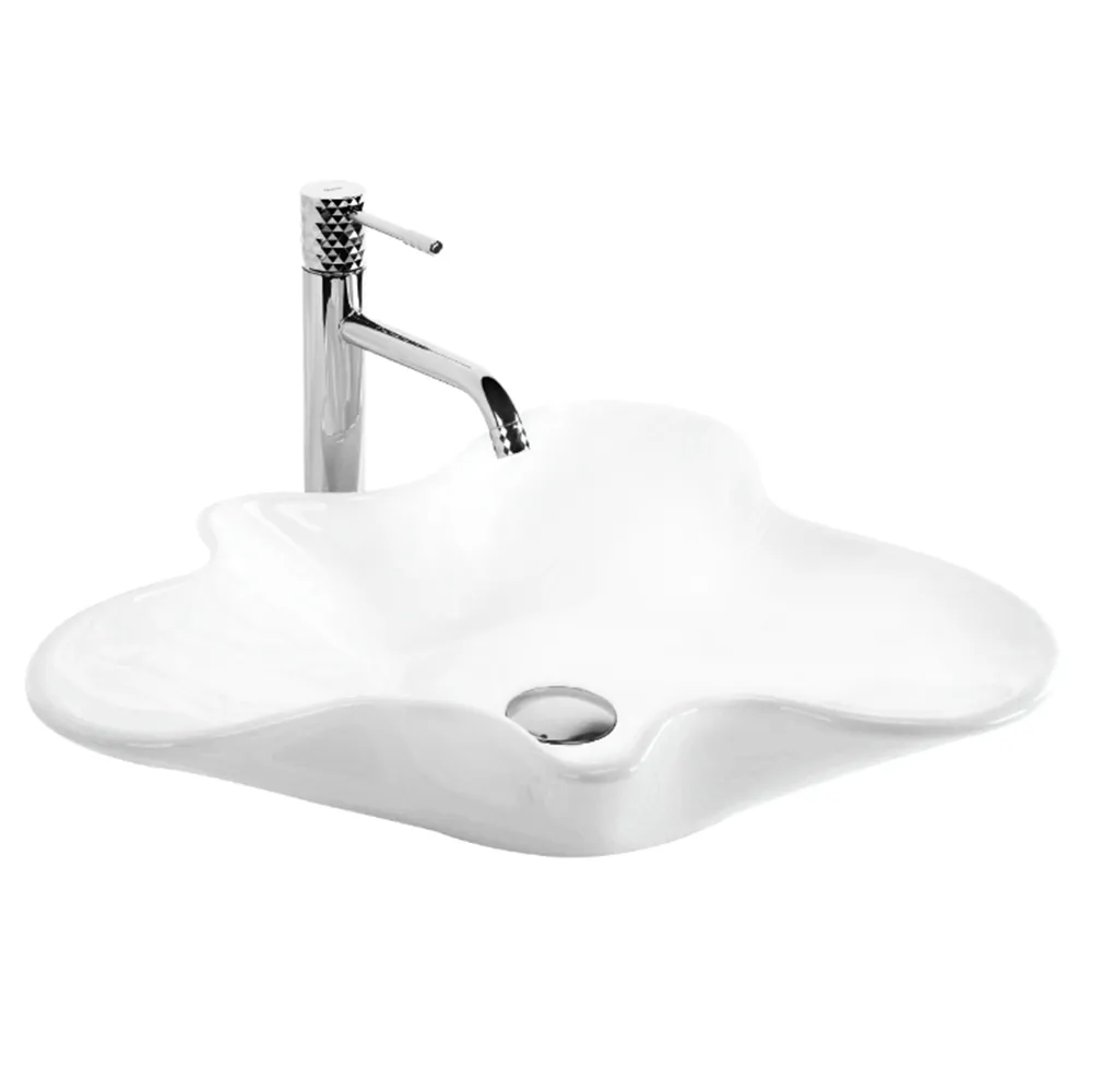 Lavoar baie pe blat formă neregulată lungime 53 cm culoare alb model Izolda [1]