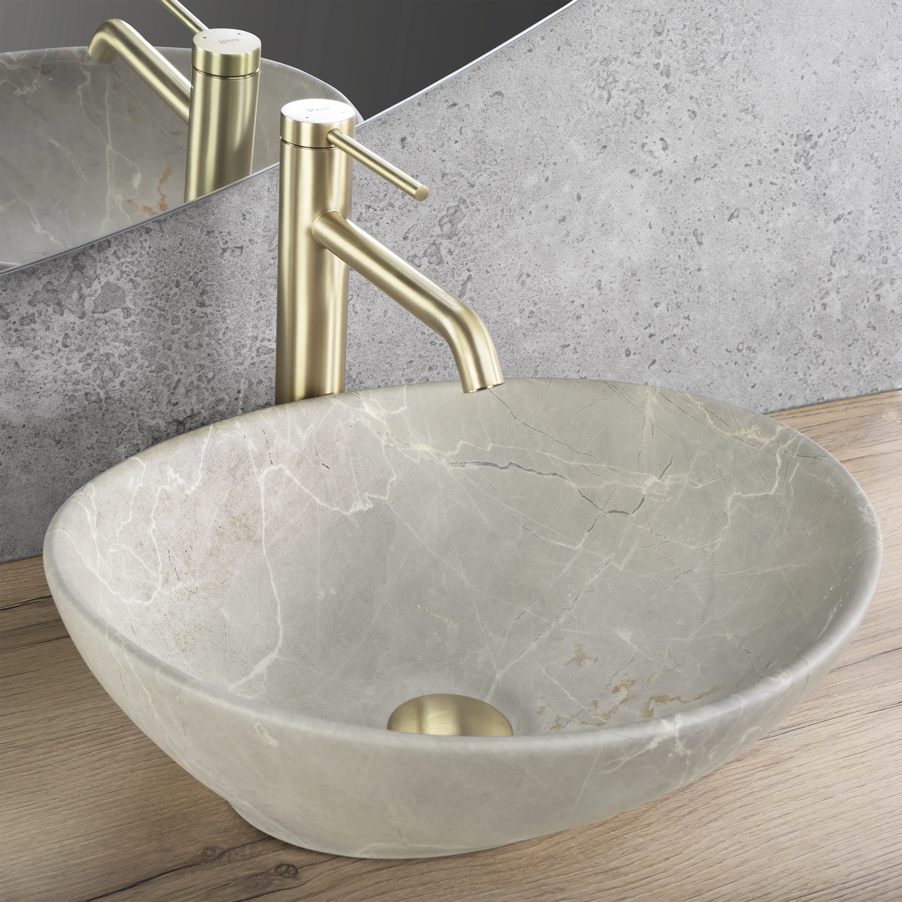 Lavoar baie pe blat formă ovală lungime 41 cm culoare crem mat model Sofia Beige Matt [2]
