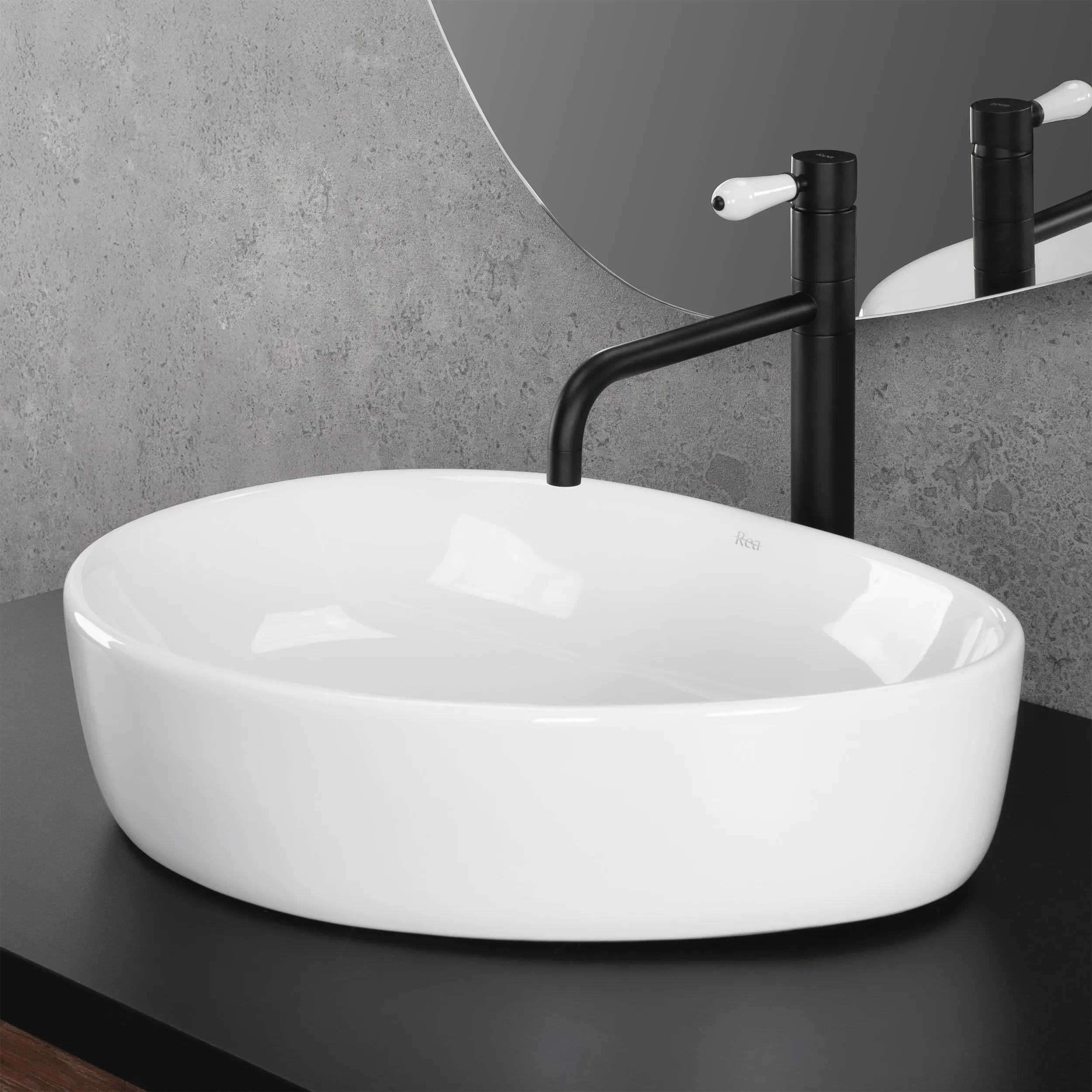 Lavoar baie pe blat formă ovală lungime 51 cm culoare alb model Vanila White [3]