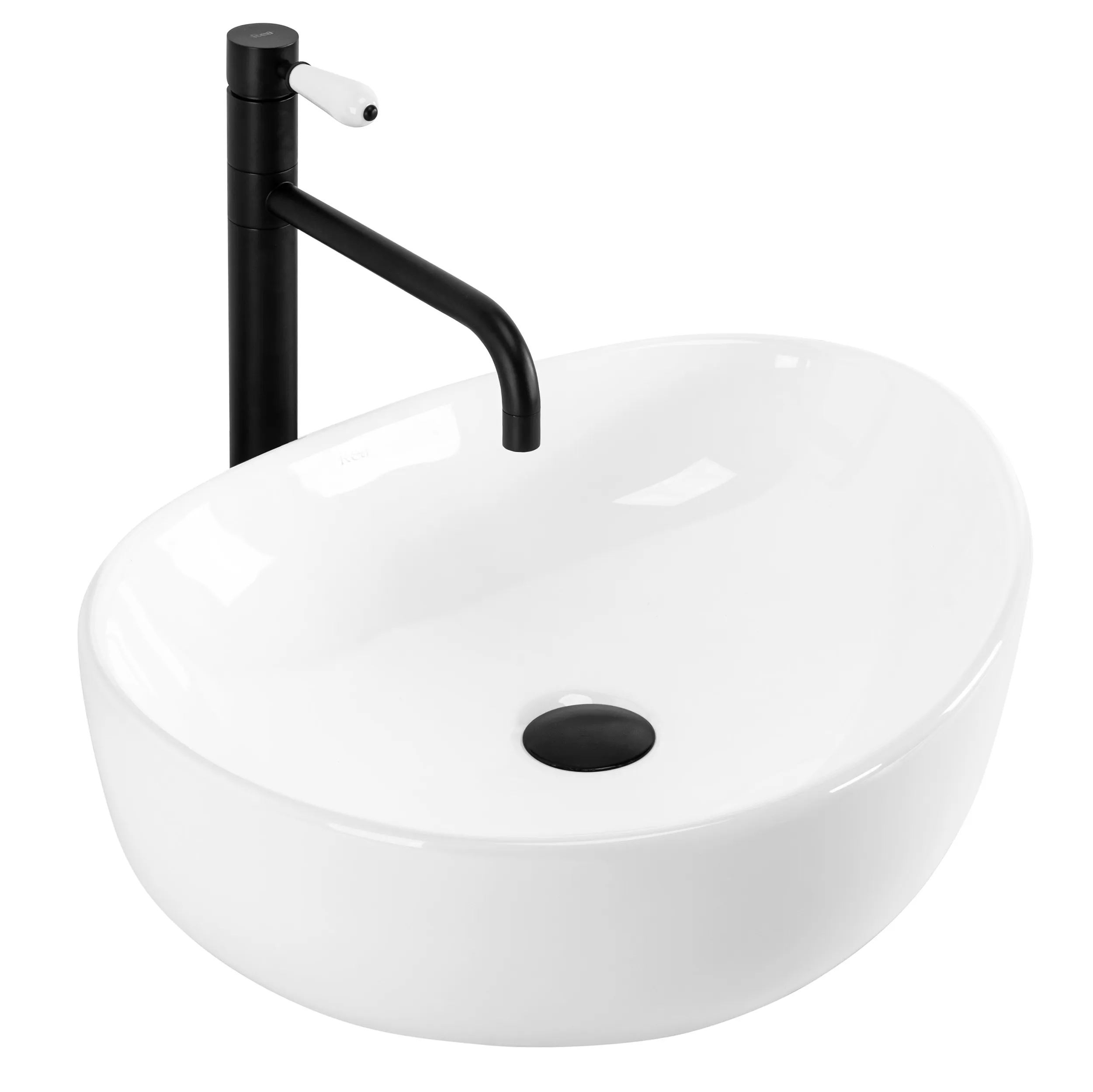 Lavoar baie pe blat formă ovală lungime 51 cm culoare alb model Vanila White [1]