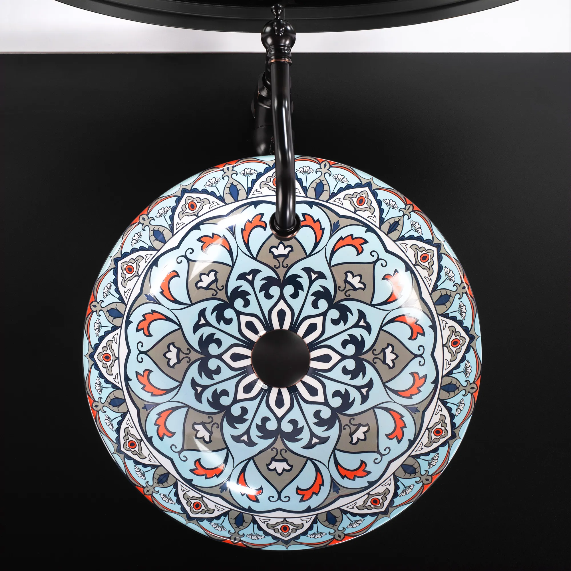 Lavoar baie pe blat formă rotundă lungime 40 cm finisaj multicolor model Mexico [5]