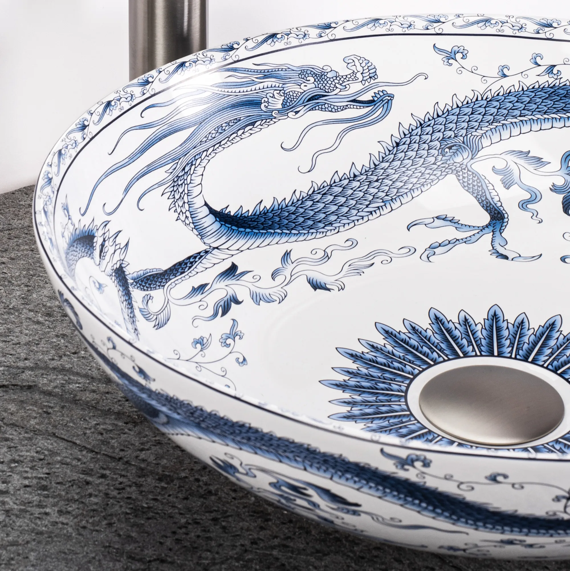 Lavoar baie pe blat formă rotundă lungime 40 cm finisaj multicolor model Kioto [3]