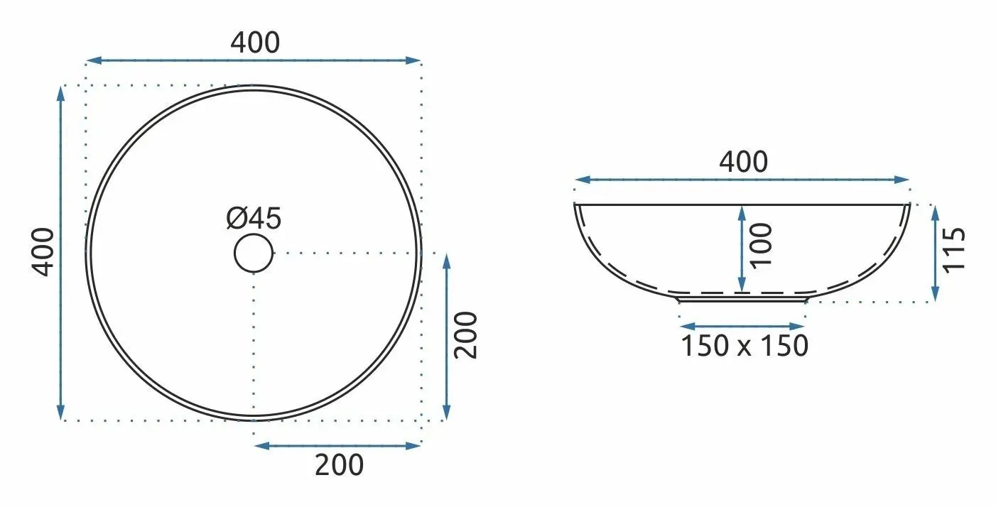 Lavoar baie pe blat formă rotundă lungime 40 cm finisaj multicolor model Kioto [6]