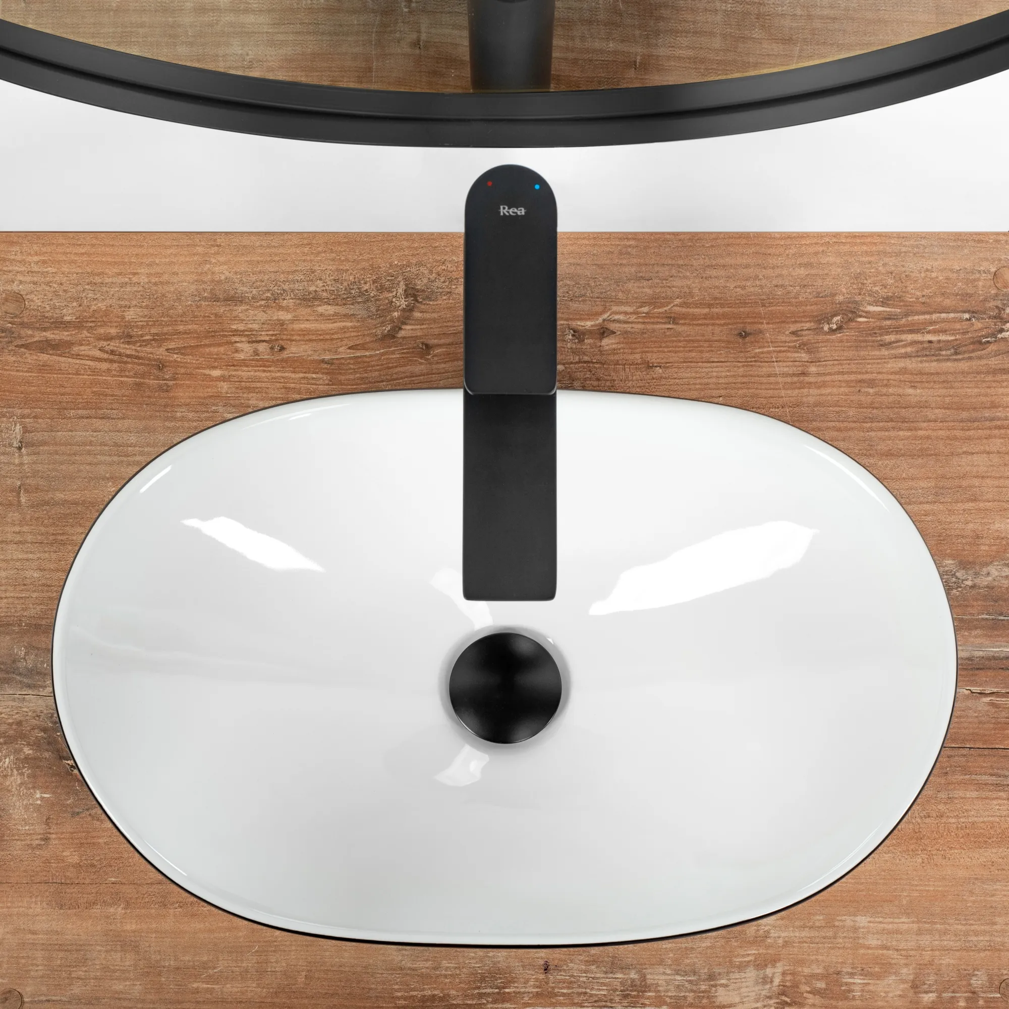 Lavoar baie pe blat formă semiovală lungime 47 cm culoare negru și alb model Royal Mini Black White [4]