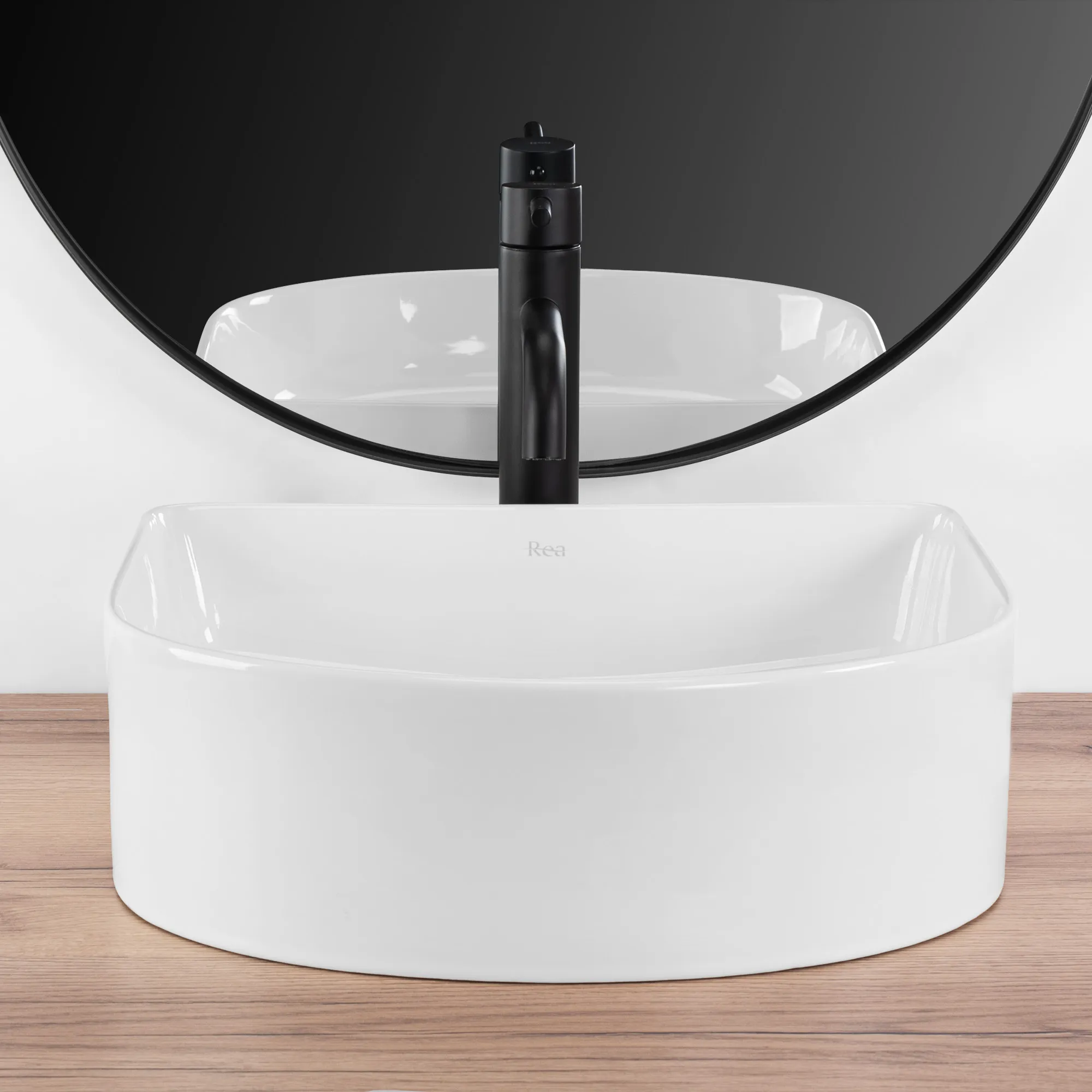 Lavoar baie pe blat formă semirotundă lungime 40 cm culoare alb model Clara [5]