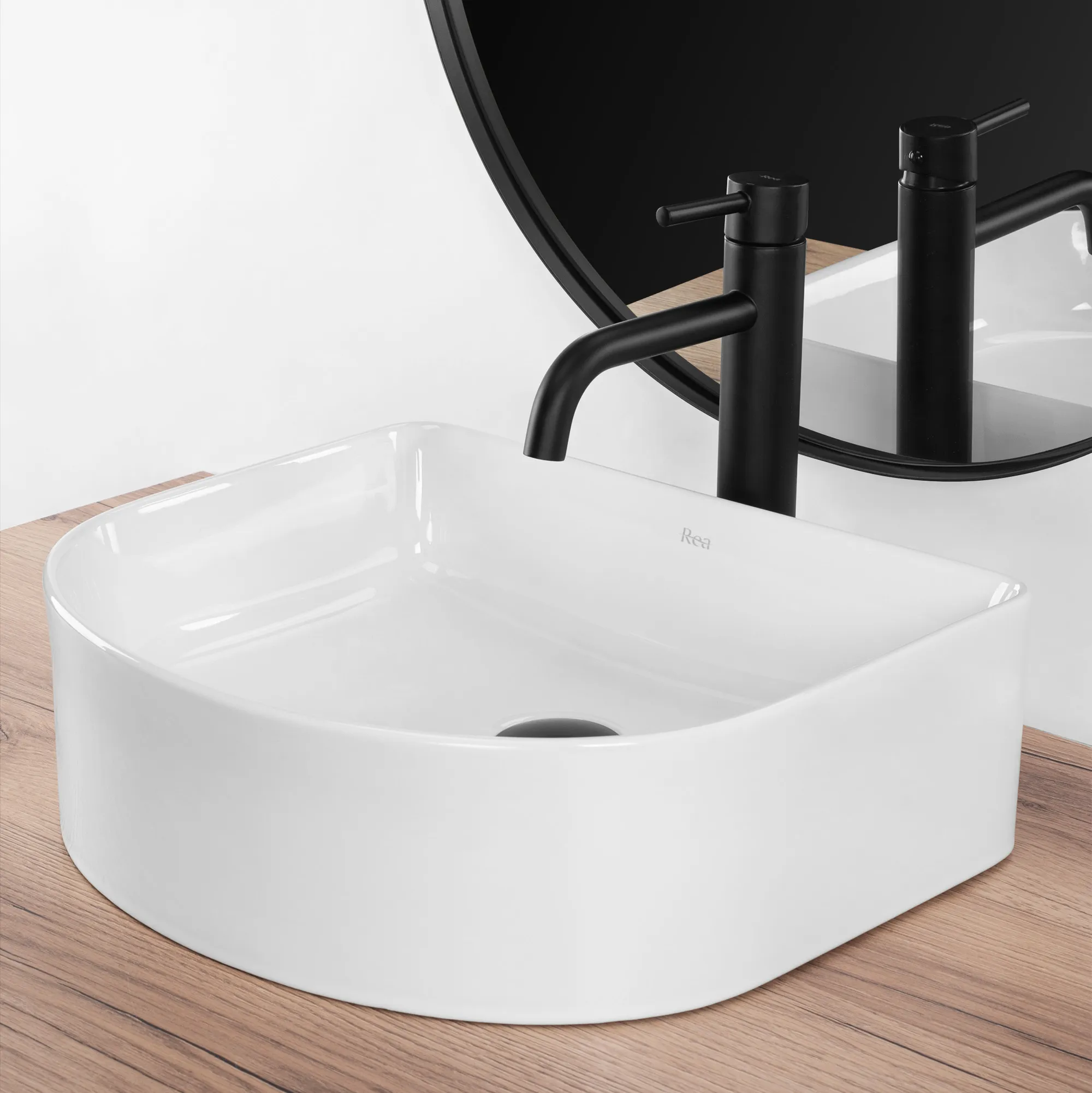 Lavoar baie pe blat formă semirotundă lungime 40 cm culoare alb model Clara [4]