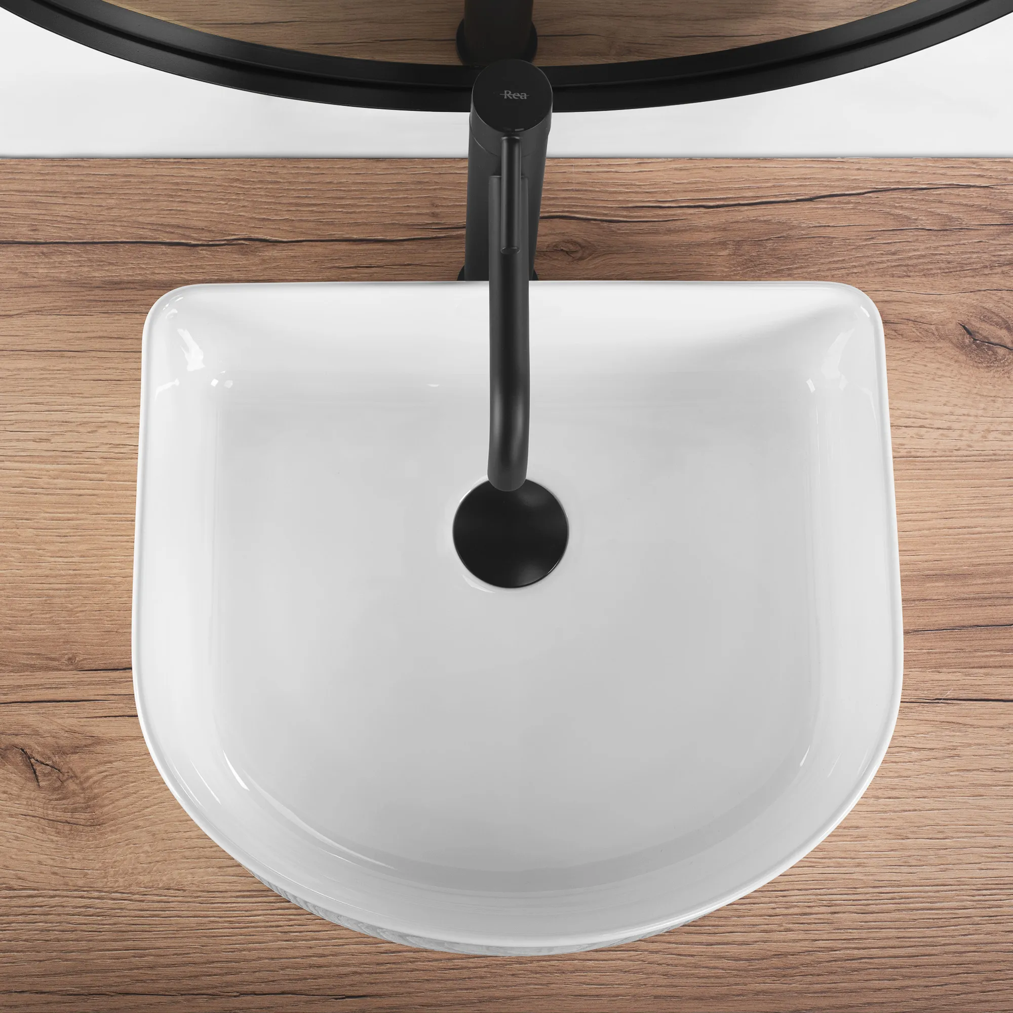 Lavoar baie pe blat formă semirotundă lungime 40 cm culoare alb model Clara [3]