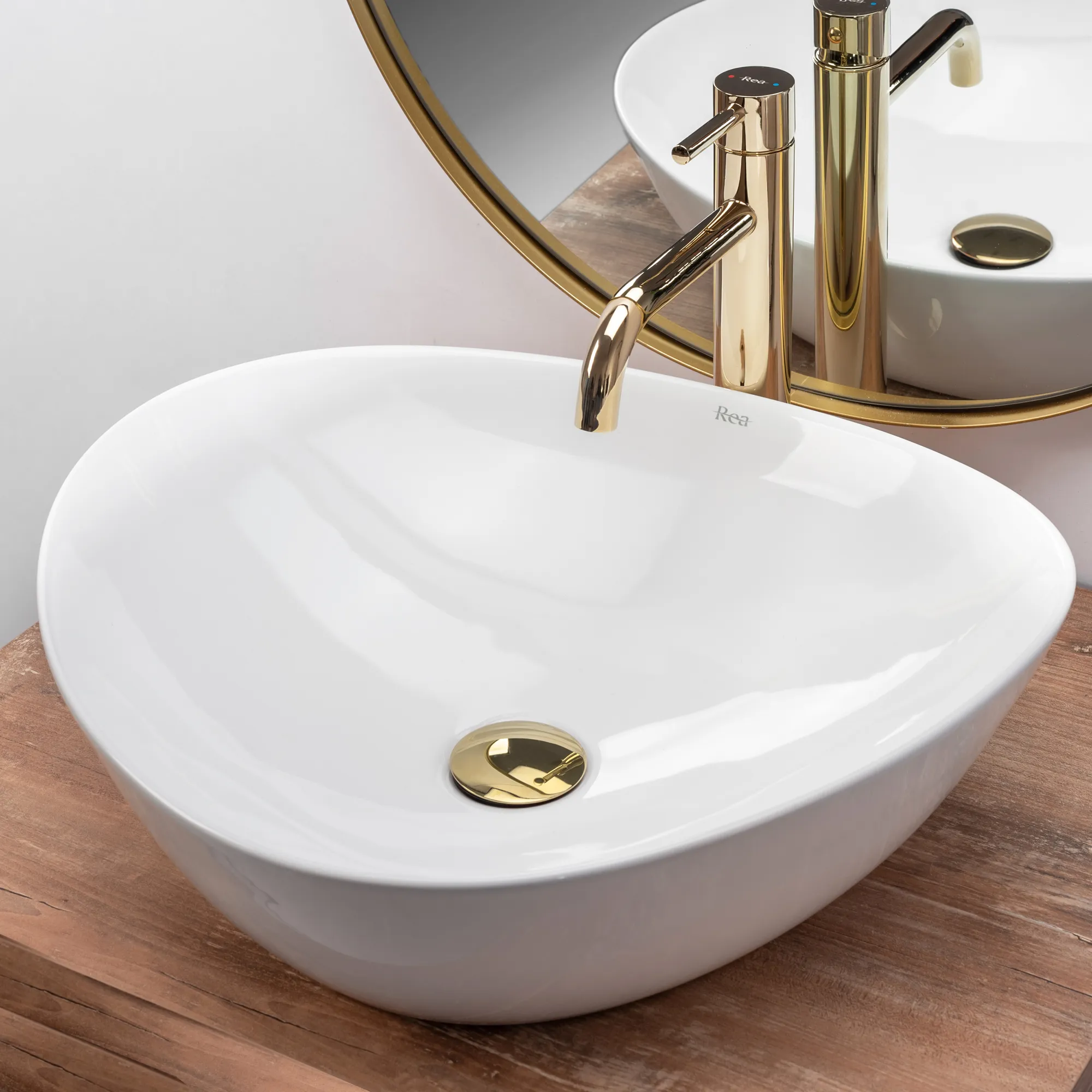 Lavoar pe blat formă semiovală lungime 47 cm culoare alb model Andrea [3]