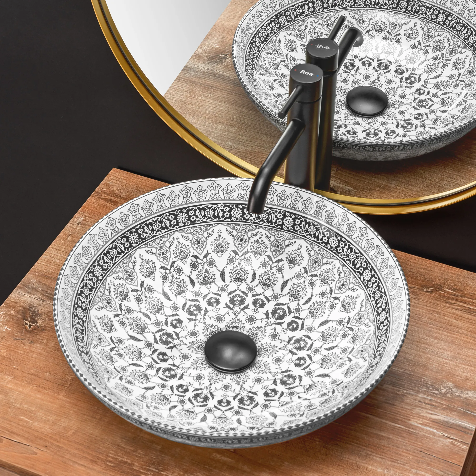 Lavoar pe blat formă rotundă lungime 40 cm culoare multicolor model Arte Dark Grey [3]