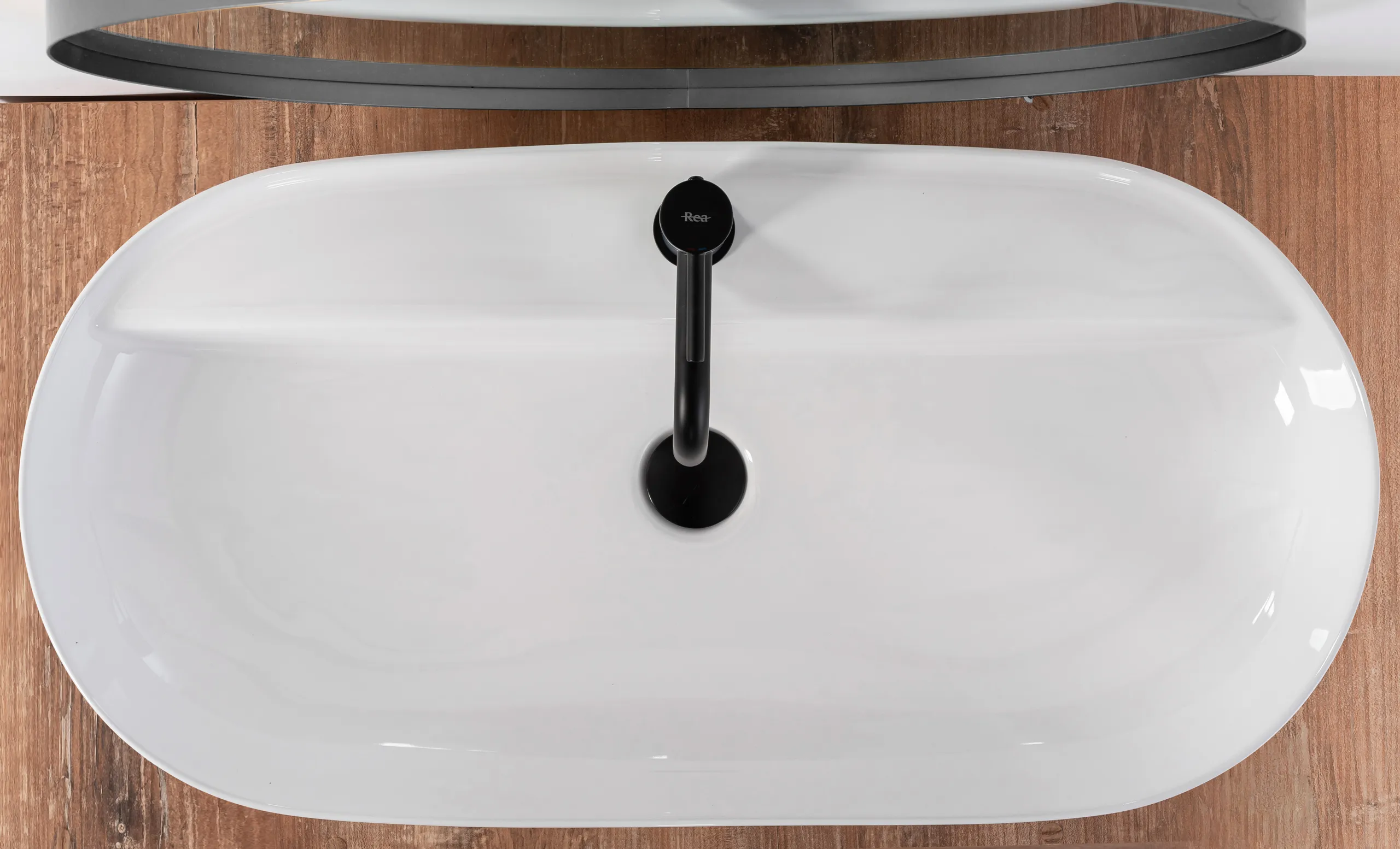 Lavoar pe blat formă semiovală lungime 81 cm culoare alb model Aura [4]
