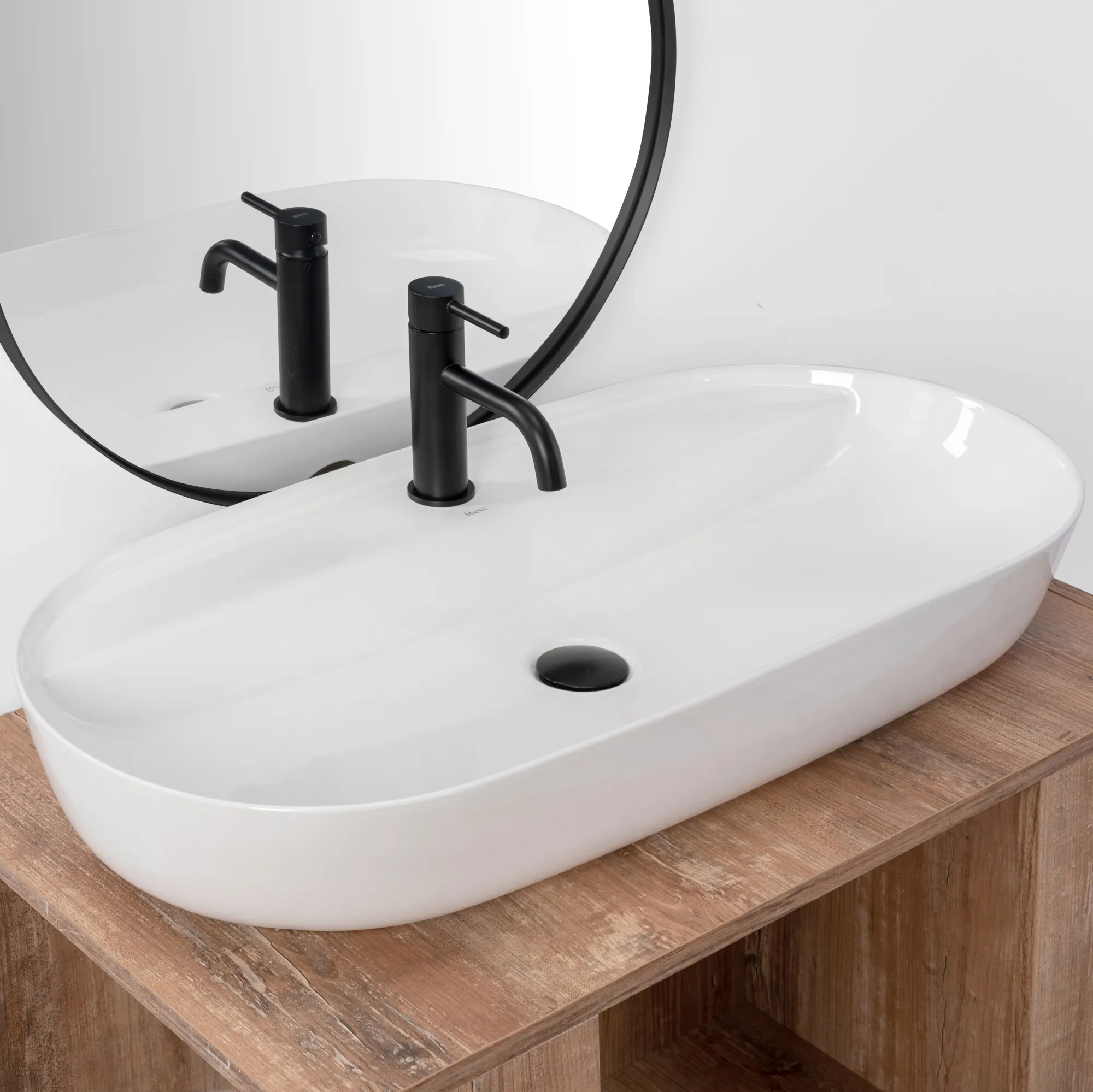 Lavoar pe blat formă semiovală lungime 81 cm culoare alb model Aura [2]