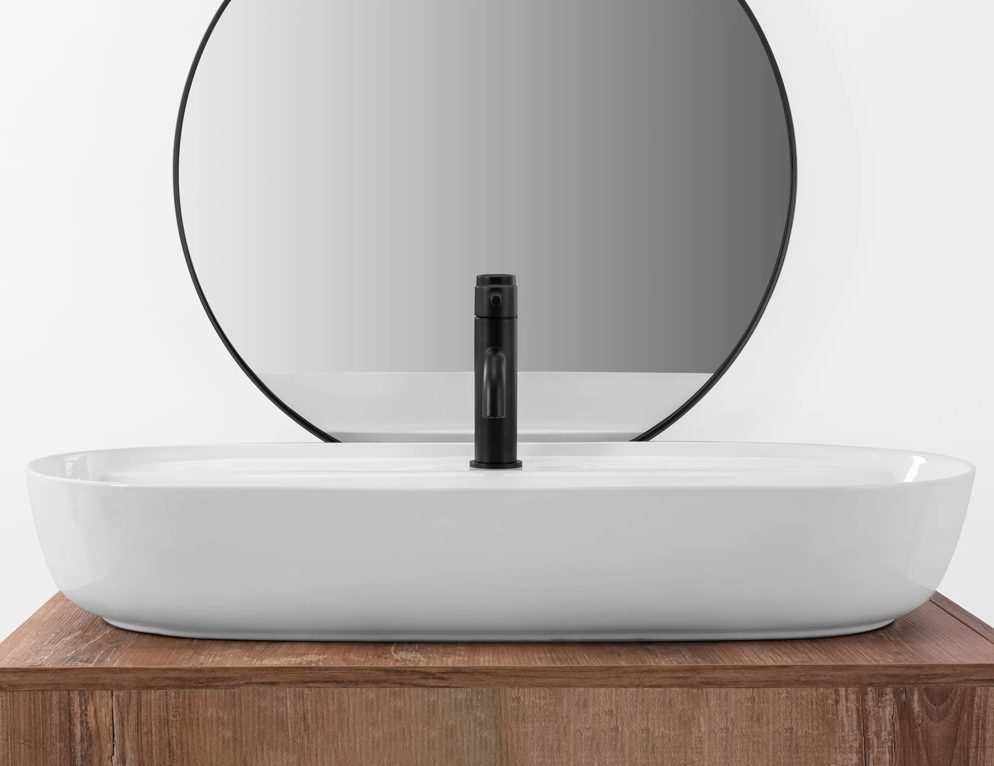 Lavoar pe blat formă semiovală lungime 81 cm culoare alb model Aura [3]