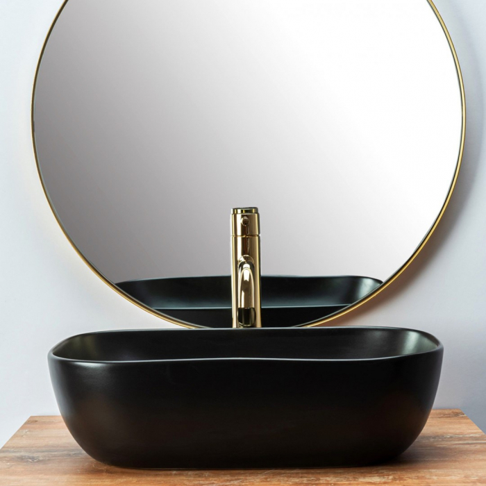 Lavoar pe blat formă dreptunghiulară lungime 46 cm culoare negru mat model Belinda Black Mat [5]