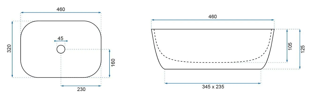 Lavoar baie pe blat formă dreptunghiulară lungime 46 cm culoare multicolor model Belinda Terazzo [6]