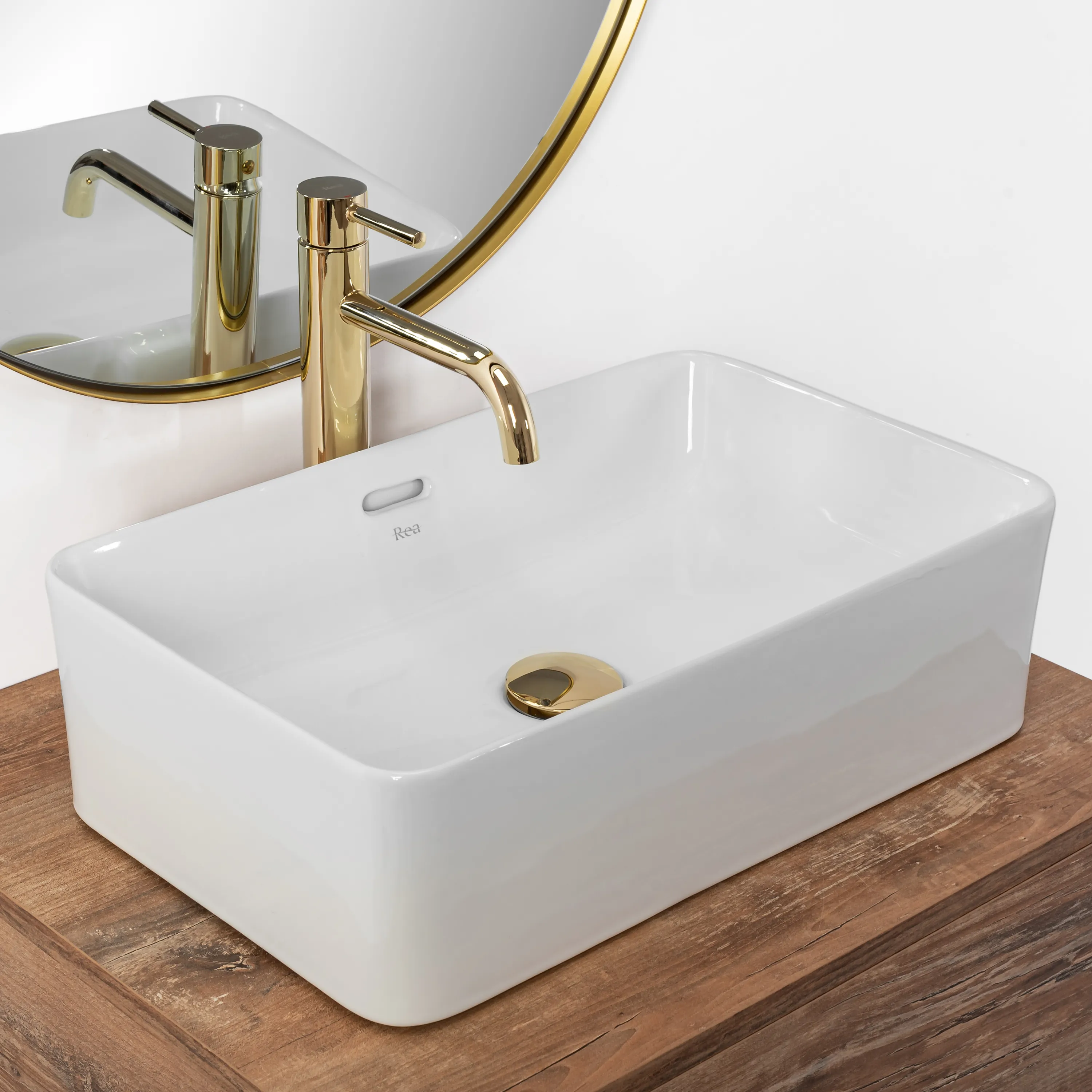 Lavoar baie pe blat formă dreptunghiulară lungime 48 cm culoare alb model Berta White [2]