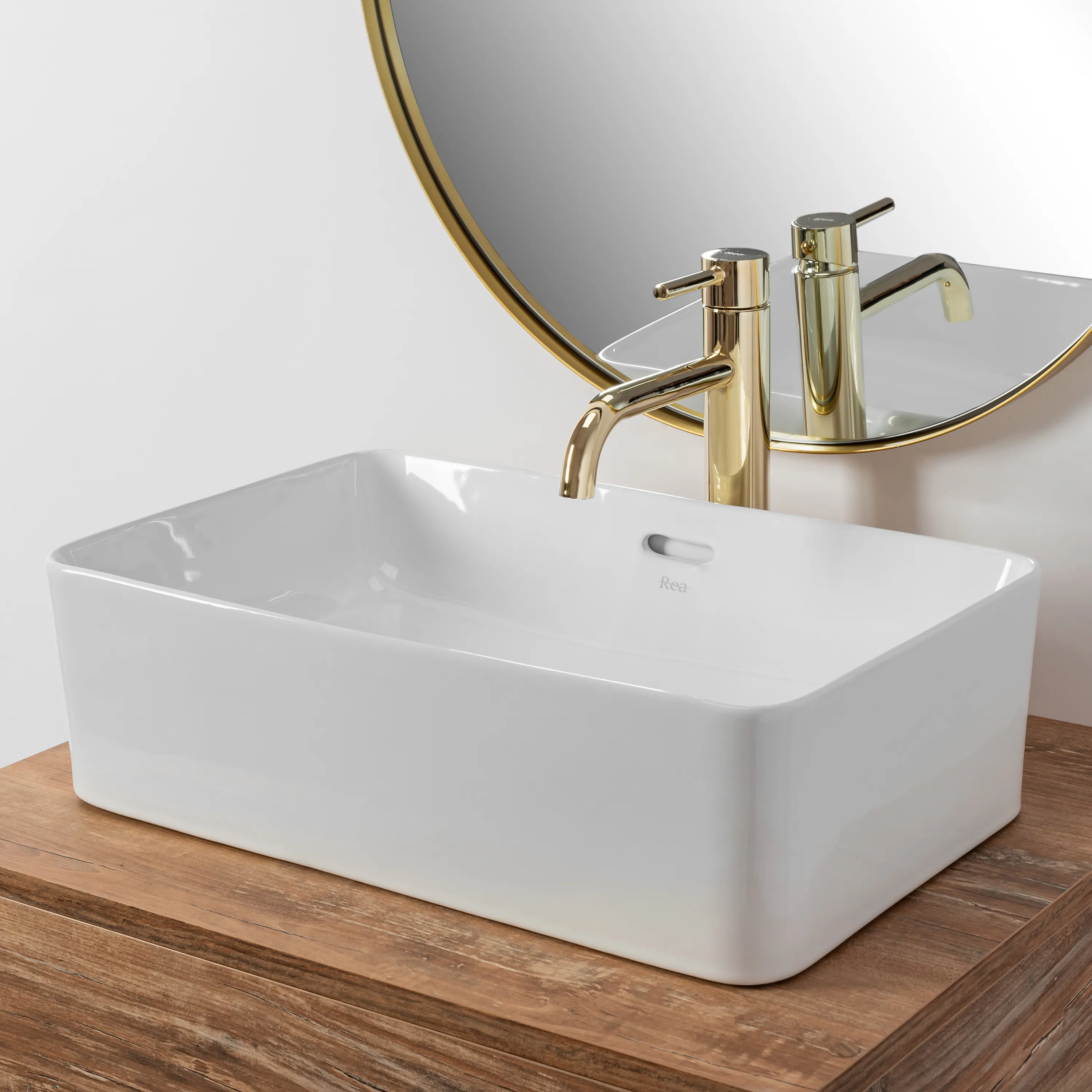 Lavoar baie pe blat formă dreptunghiulară lungime 48 cm culoare alb model Berta White [3]