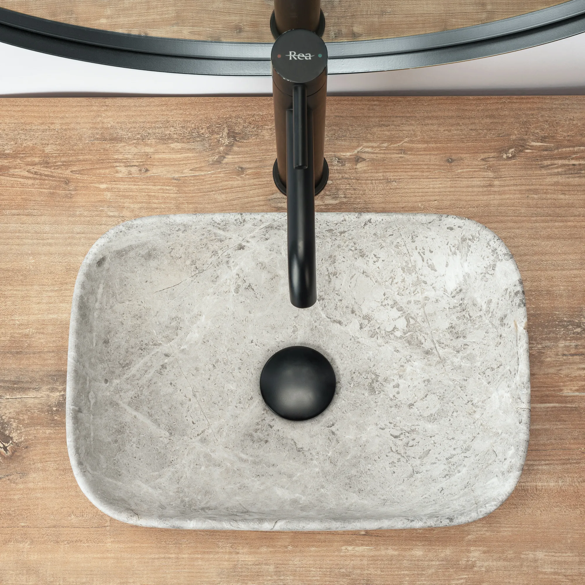 Lavoar pe blat formă dreptunghiulară lungime 36 cm culoare gri model Camelia Light Stone [5]